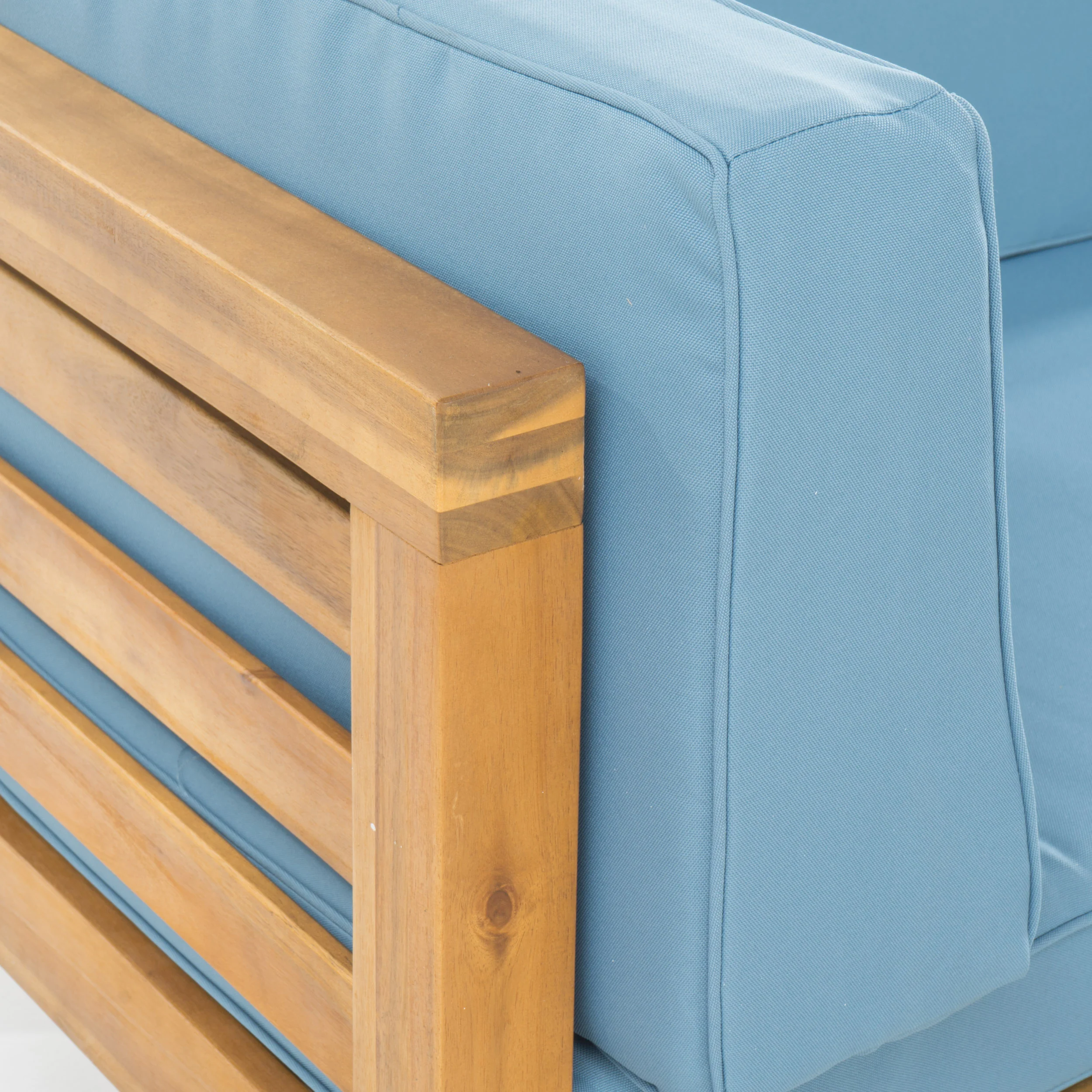 Cascada Outdoor Acacia Wood Right Arm Loveseat and Coffee Table Set with Cushion - furnishings
