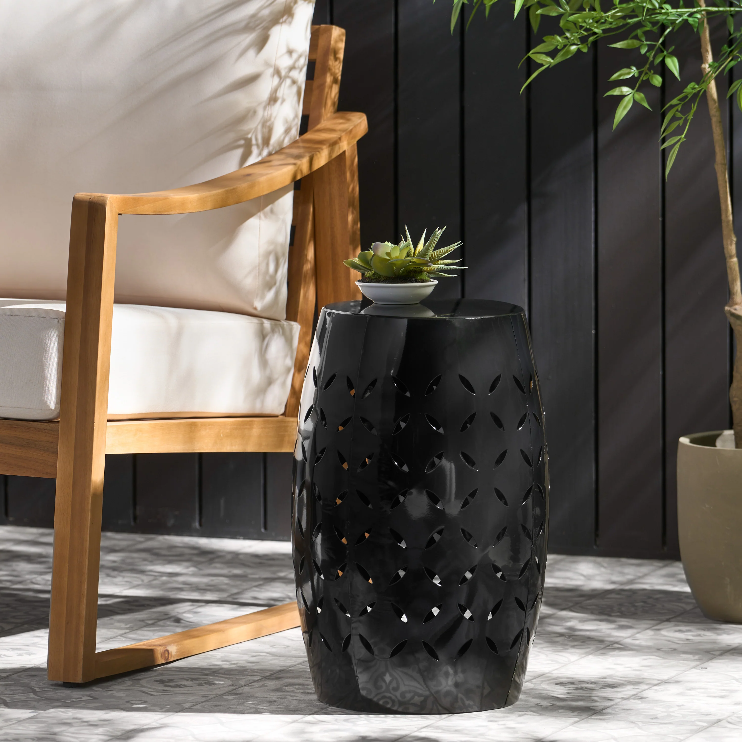 Dione Outdoor 12-inch Iron Side Table - furnishings