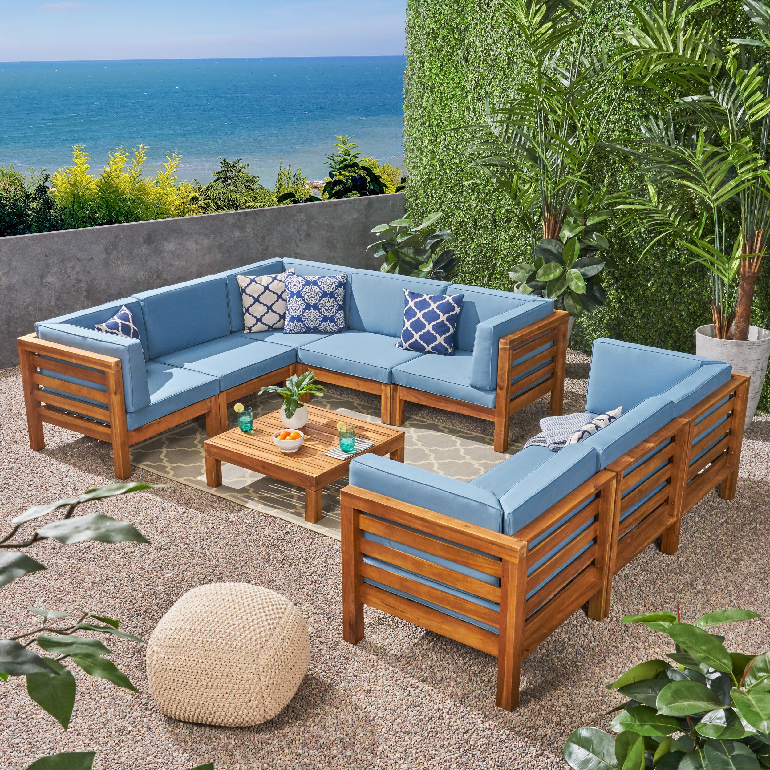 Ravello Outdoor Sectional Sofa Set with Coffee Table - furnishings
