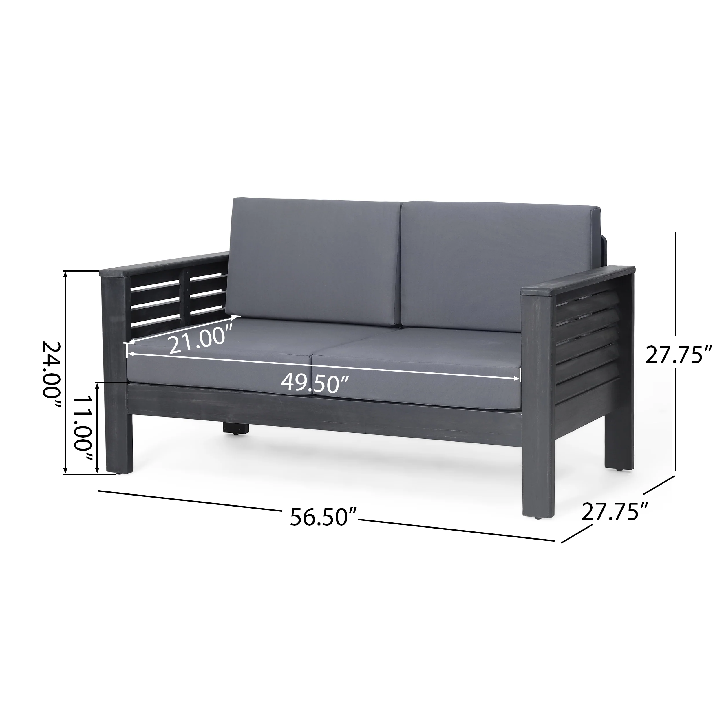 Rabun Outdoor Acacia Wood Loveseat and Coffee Table Set with Cushions - furnishings