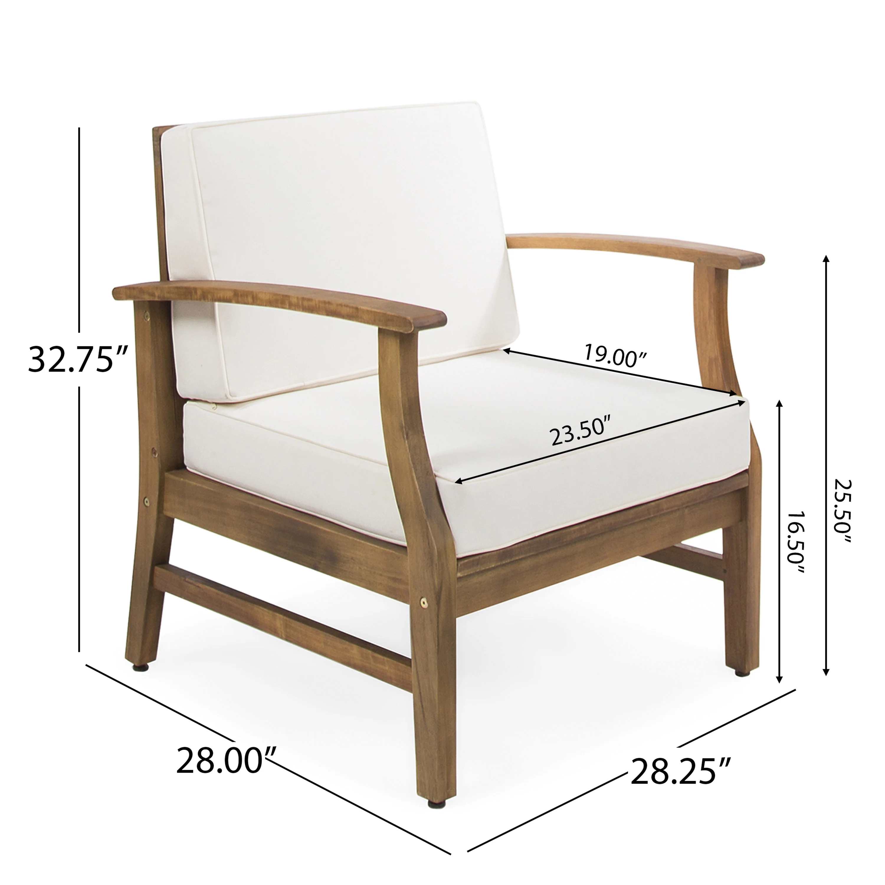 Abena Outdoor Acacia Wood Club Chair - furnishings