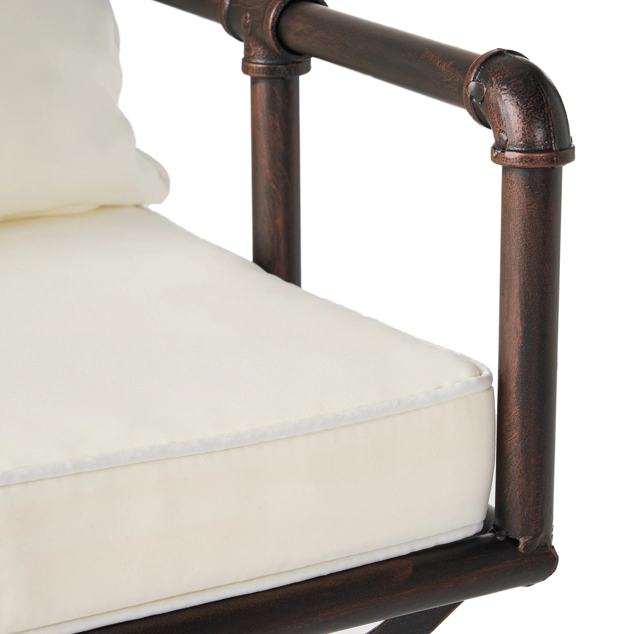 Varick Outdoor Adjustable Pipe Barstools (Set of 2), Black Copper and Beige - furnishings