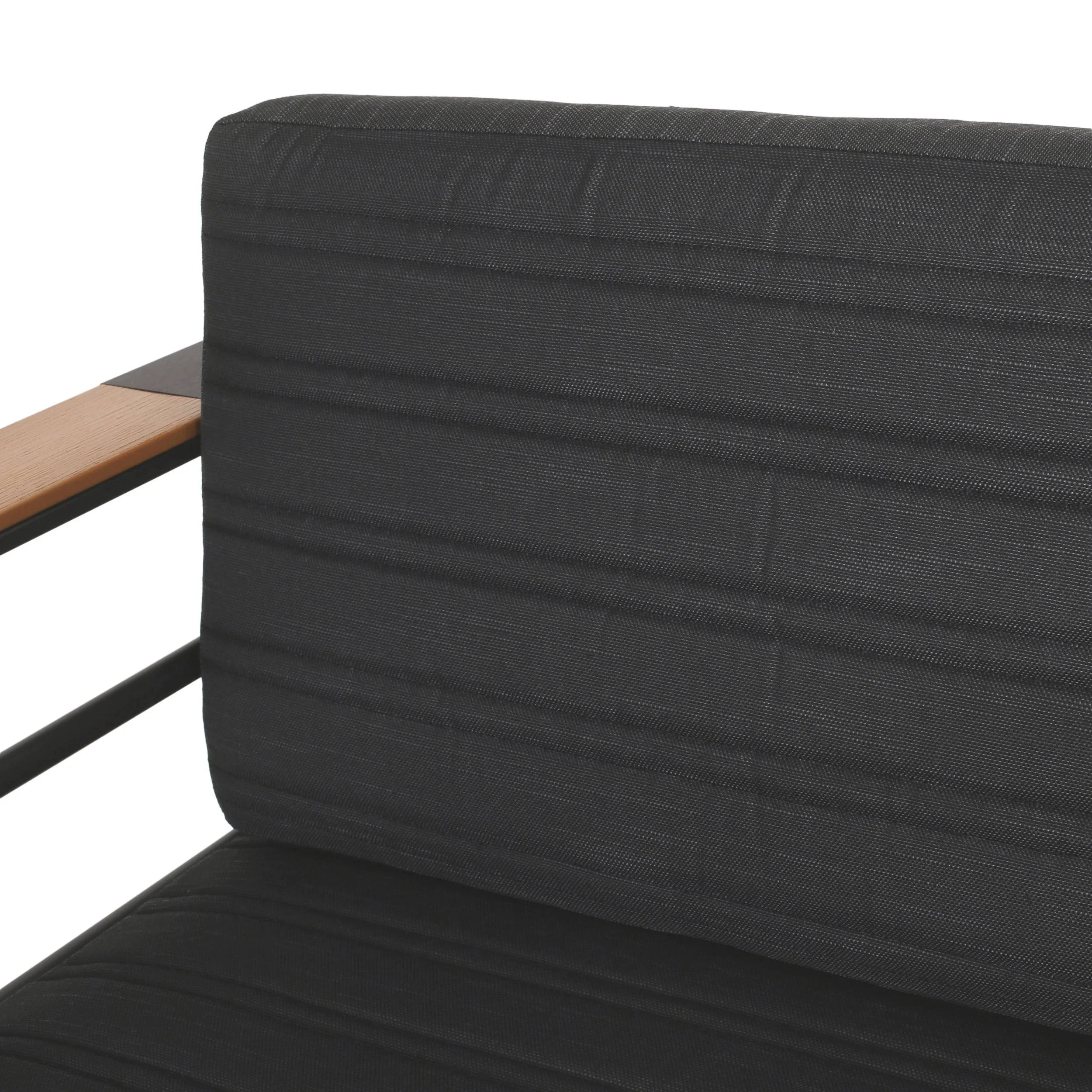 Neffs Outdoor Aluminum 4 Seater Chat Set, Black, Natural, and Gray - furnishings