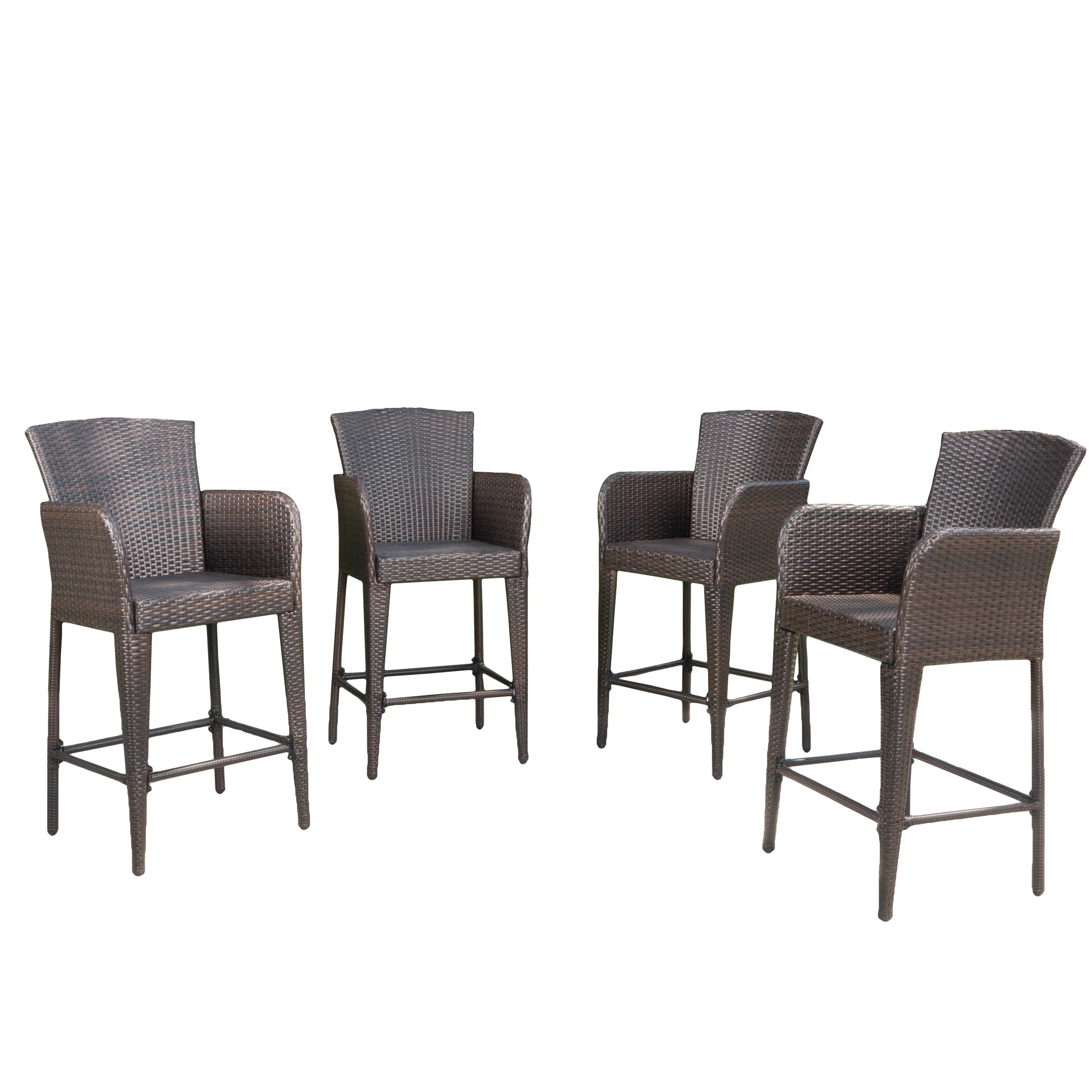 Bheleso 28-Inch Contemporary Outdoor Multibrown Wicker Barstool (Set of 4) - furnishings