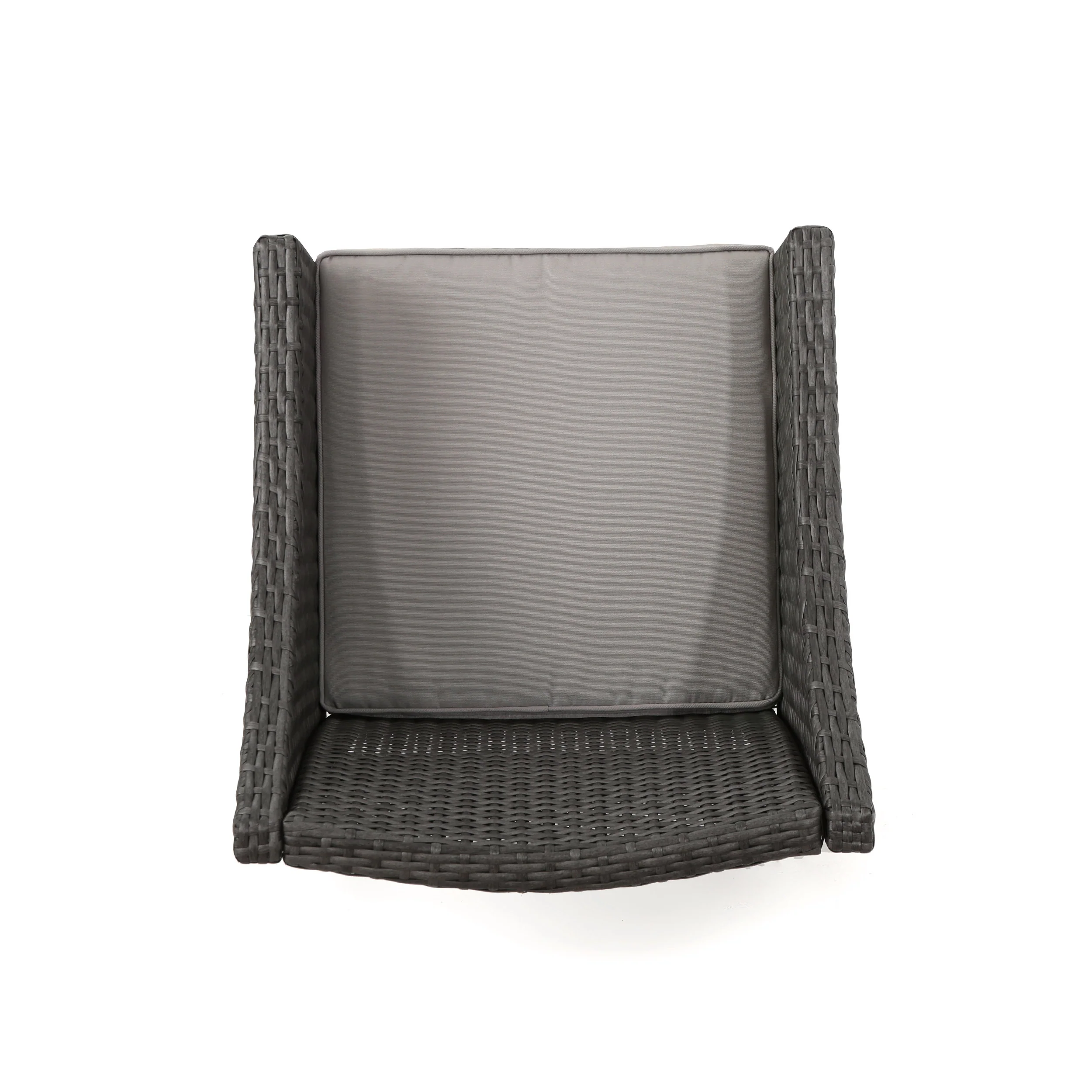 Matthew Outdoor 3 Piece Wood and Wicker Bistro Set, Gray and Gray - furnishings