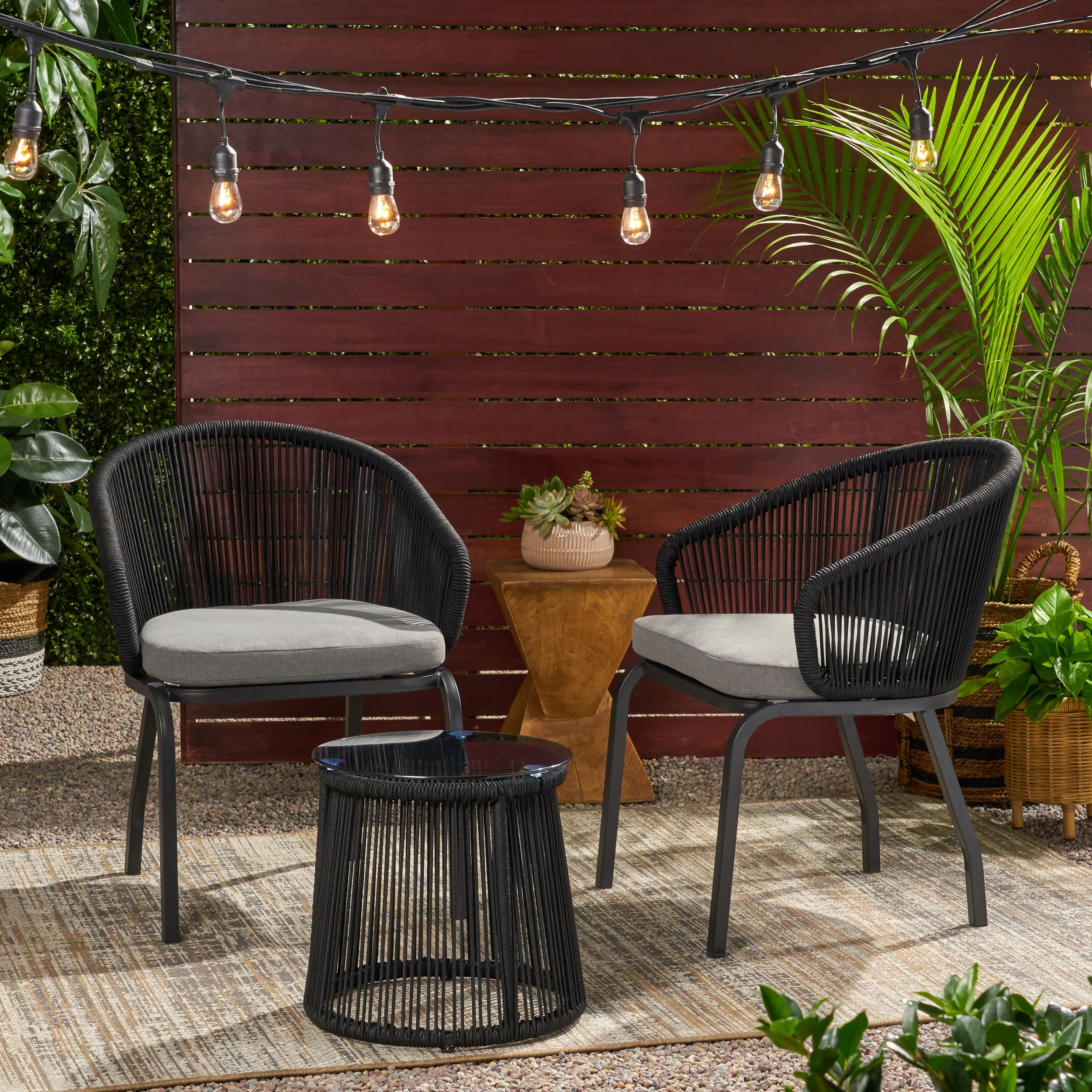 Brayan Outdoor Modern 2 Seater Chat Set - furnishings