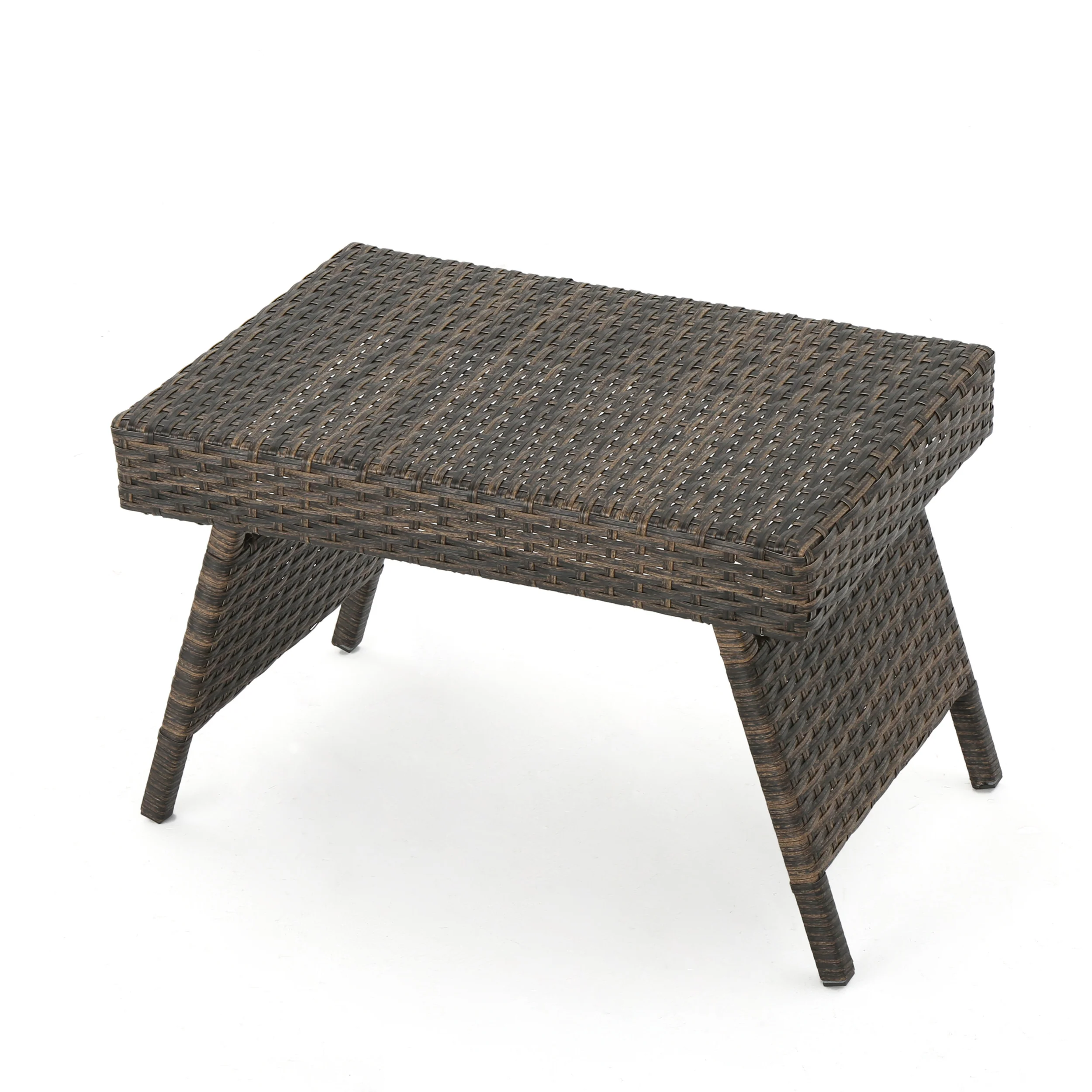 Lakeport Outdoor Mixed Mocah Wicker Adjustable Folding Side Table - furnishings
