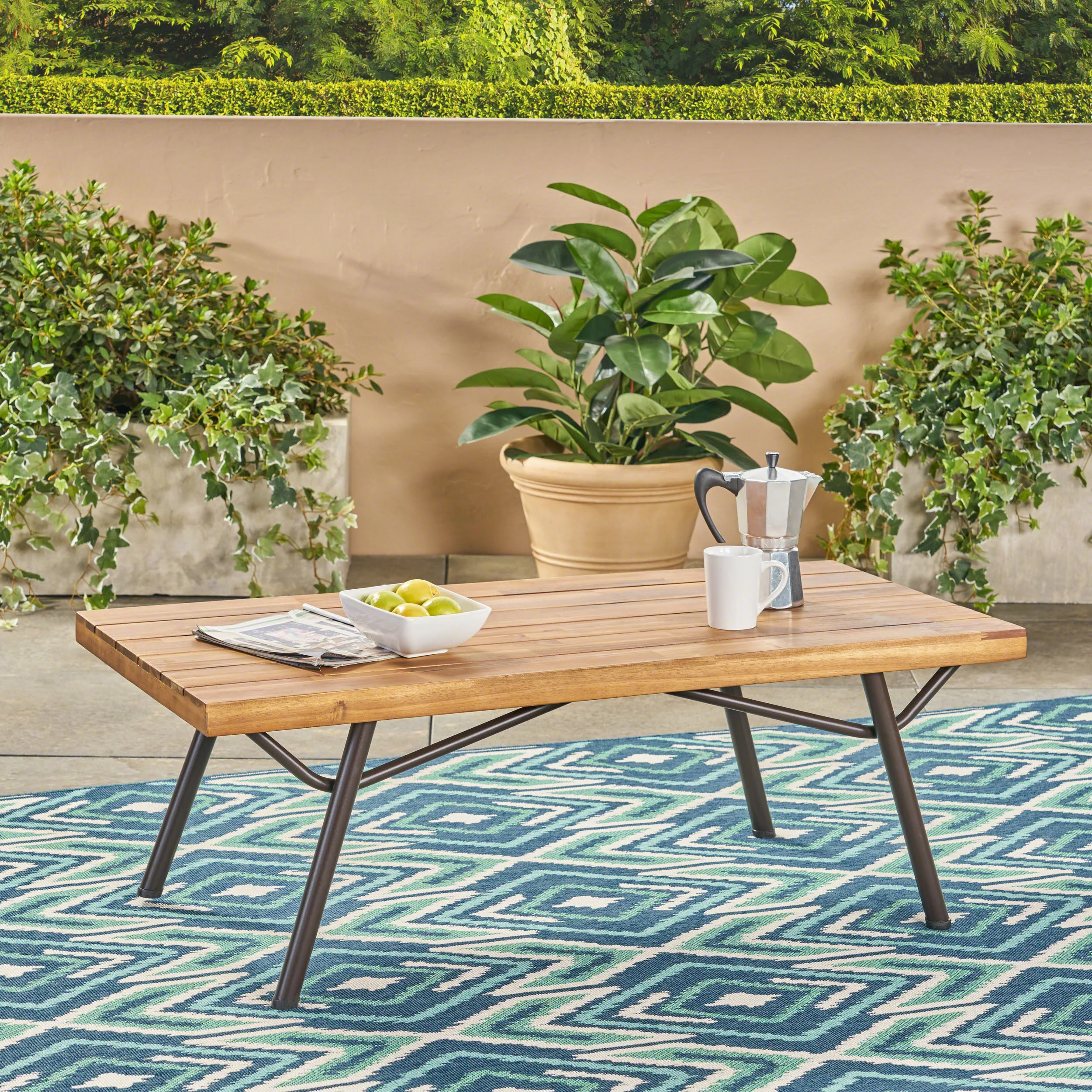 Baish Outdoor Acacia Wood Coffee Table, Teak - furnishings