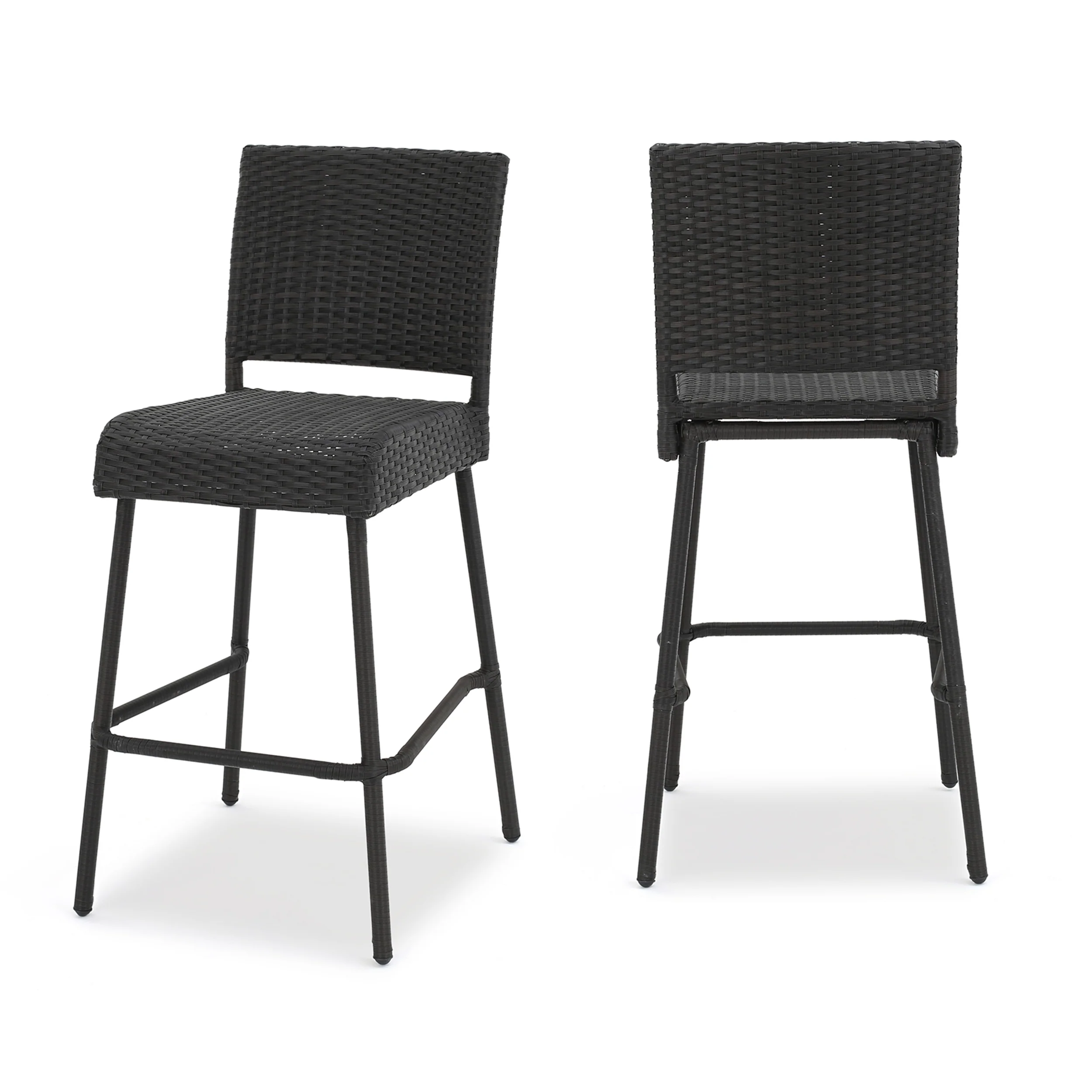Trestle 29-Inch Outdoors Dark Brown Wicker Barstools (Set of 2) - furnishings