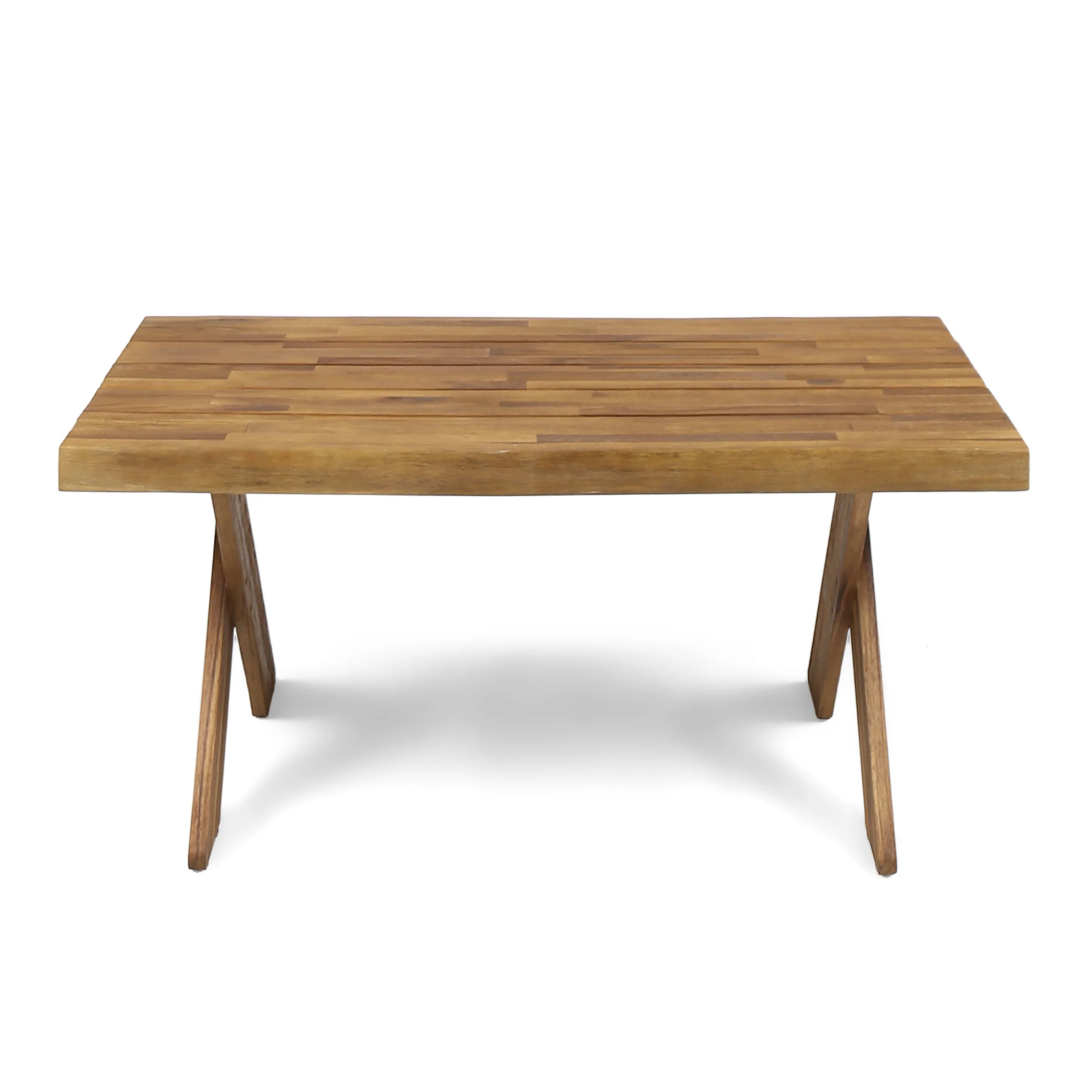 Anthony Outdoor Acacia Wood Loveseat and Coffee Table Set, Sandblast Teak - furnishings