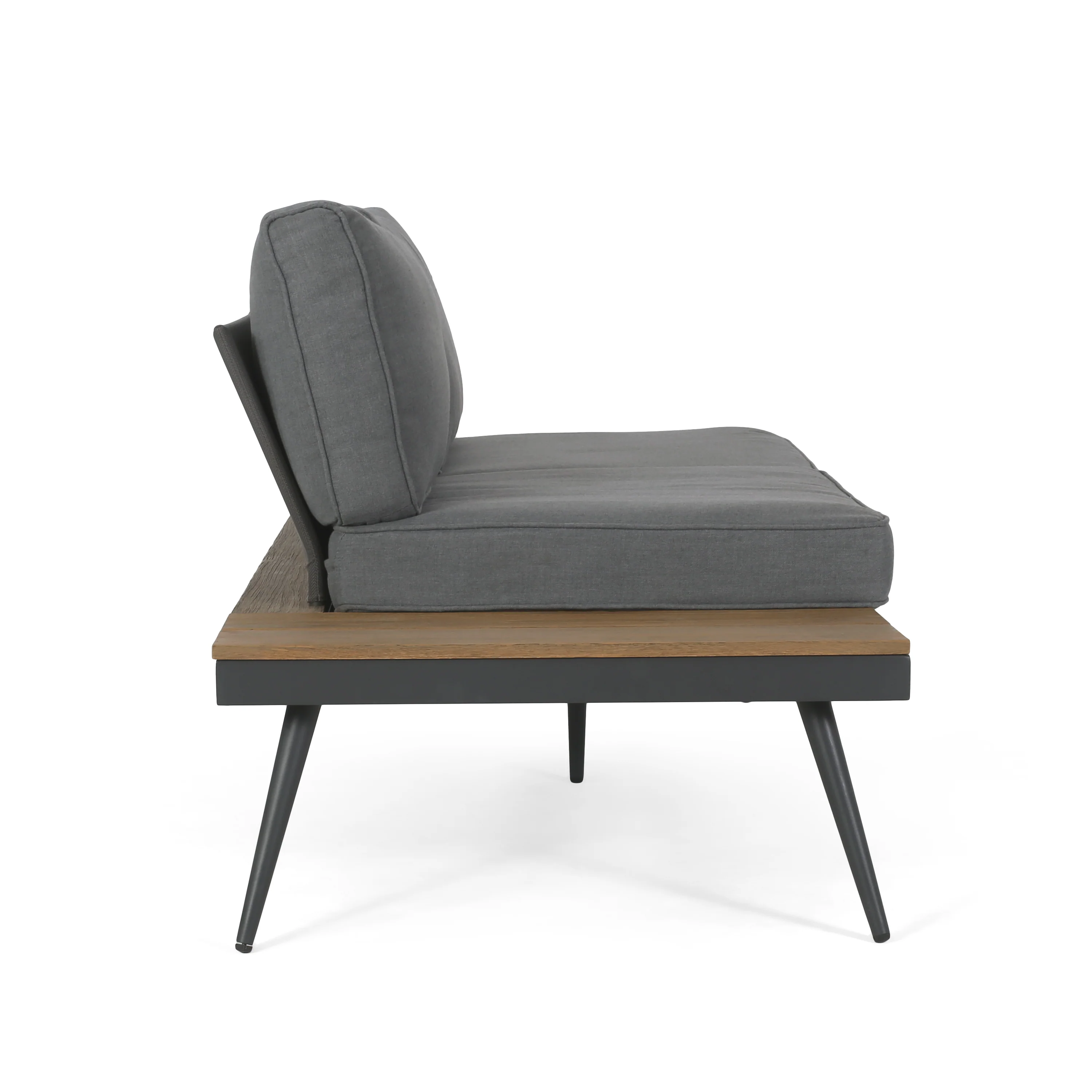 Deborah Outdoor Wood and Aluminum V-Shaped 5 Seater Sofa Set - furnishings