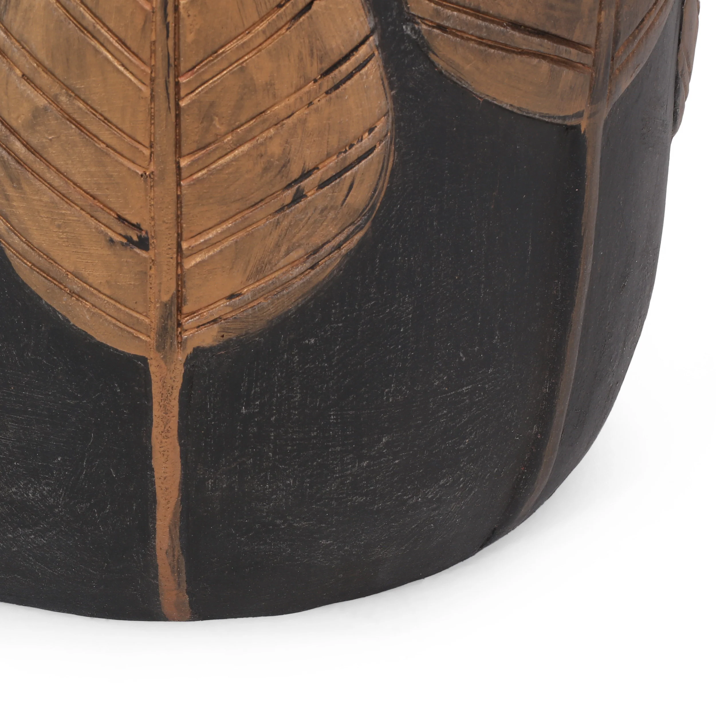 Travis Outdoor Lightweight Concrete Side Table, Black and Antique Copper - furnishings
