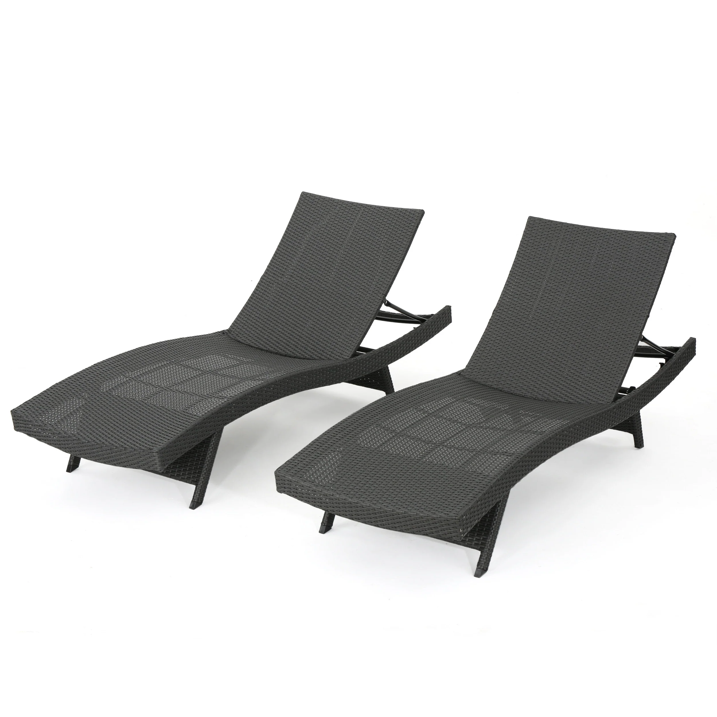 Lakeport Outdoor Grey Wicker Chaise Lounge Chairs - furnishings