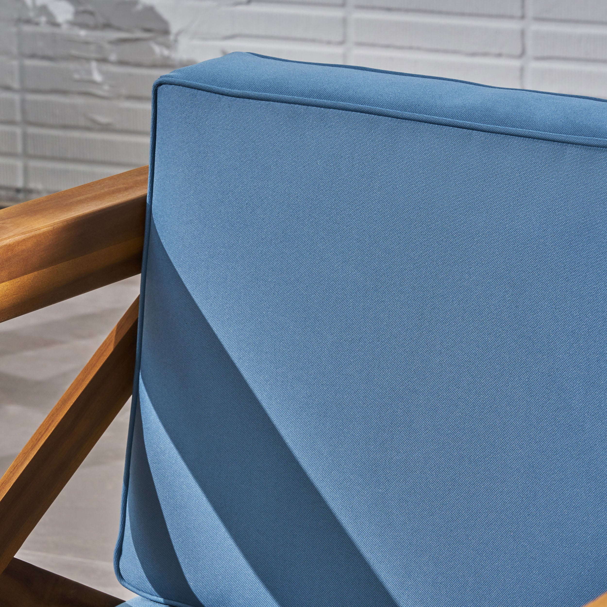 Indira Outdoor Acacia Wood Club Chairs with Cushions (Set of 2) - furnishings