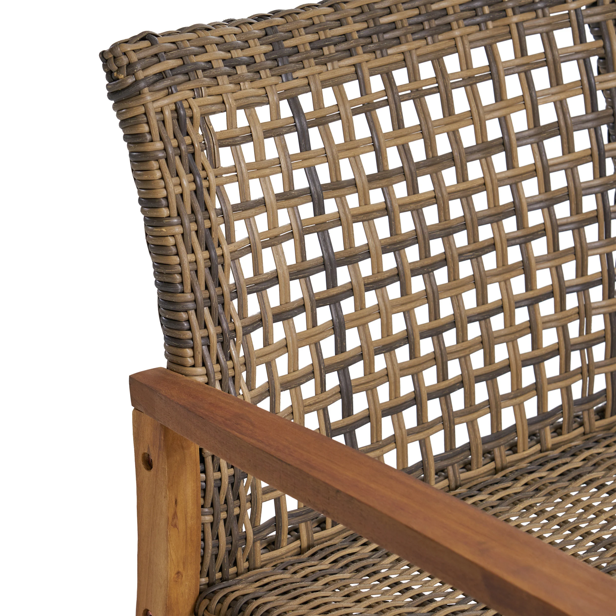 Rachel Outdoor 5 Piece Wood and Wicker Chat Set with Fire Pit - furnishings