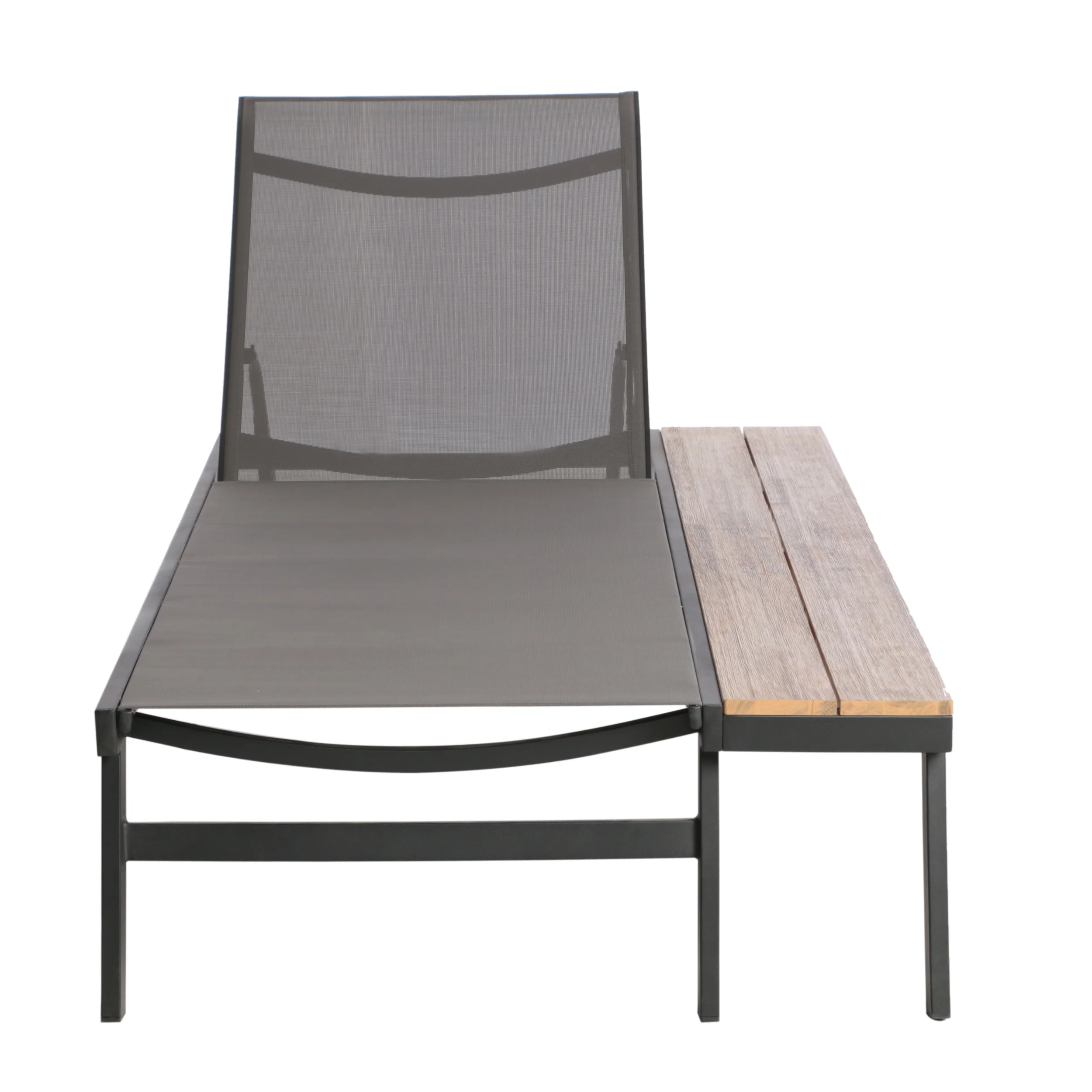 John Outdoor Mesh and Aluminum Chaise Lounge with Side Table - furnishings