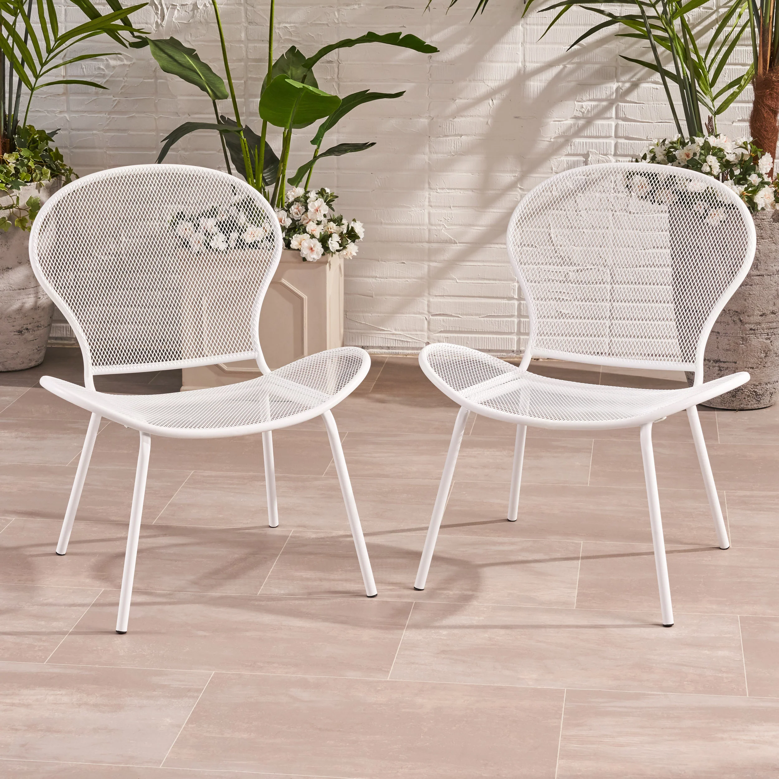 Tristian Modern Outdoor Iron Club Chair (Set of 2) - furnishings