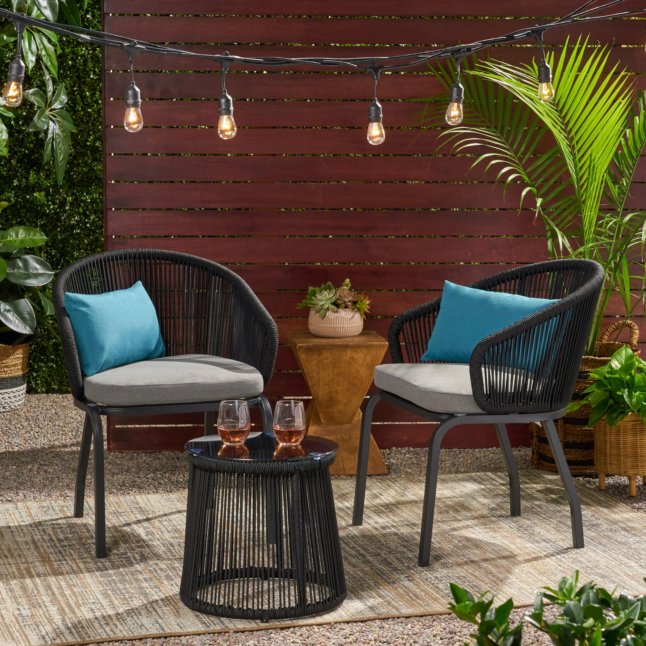 Brayan Outdoor Modern 2 Seater Chat Set - furnishings