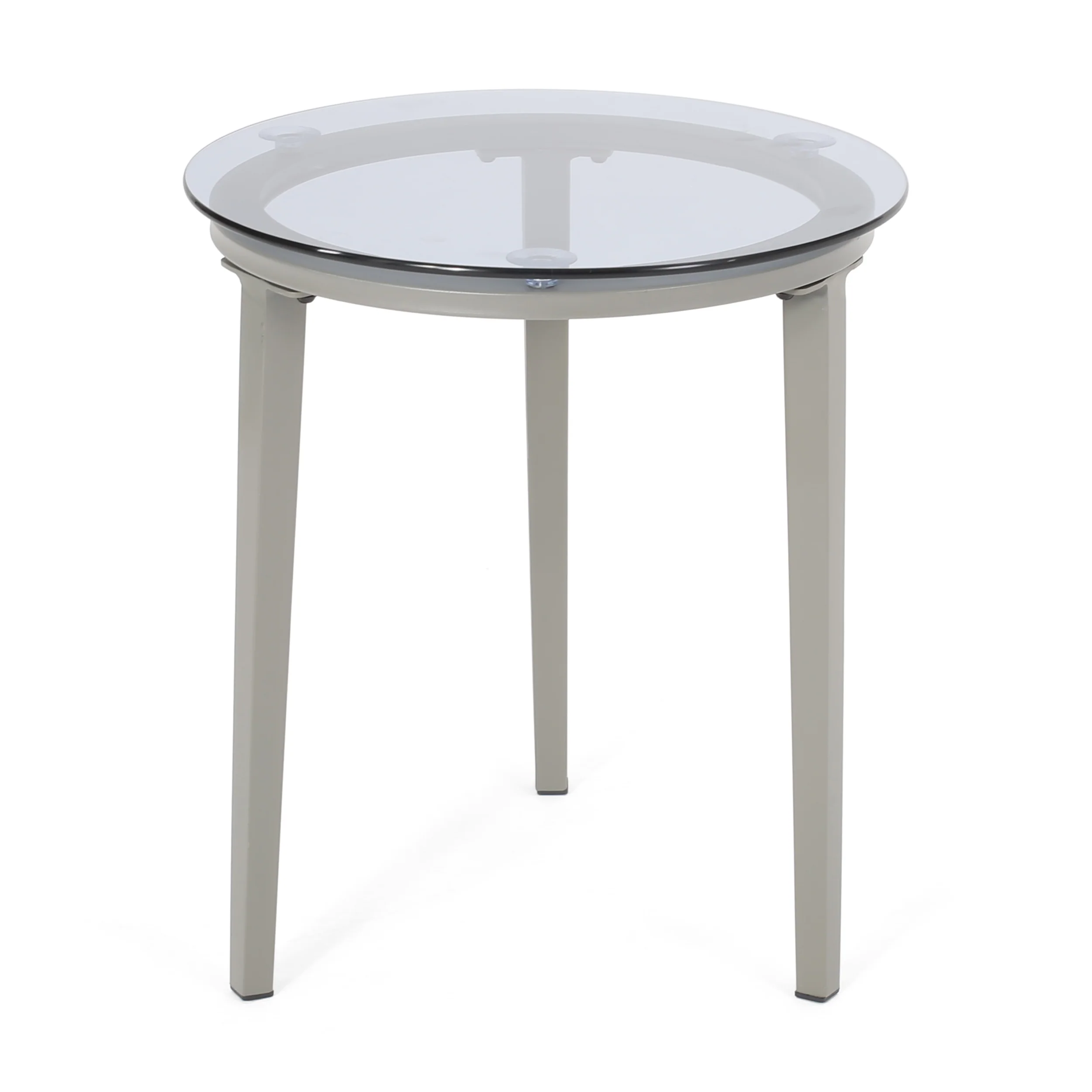 Kalyiah Outdoor Modern Side Table with Tempered Glass Top - furnishings