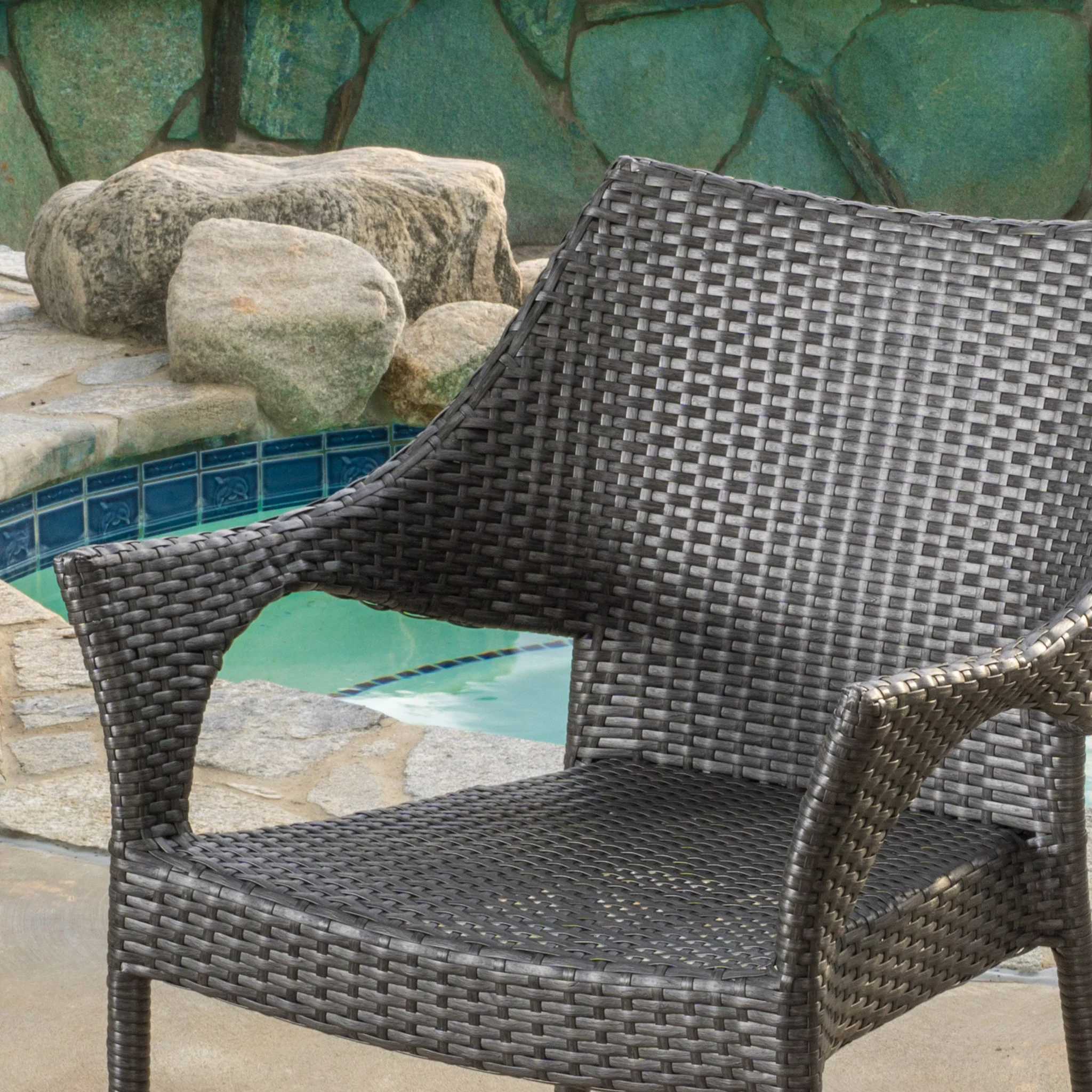 Alameda Modern Outdoor Gray Wicker Stacking Armchairs (Set of 2) - furnishings
