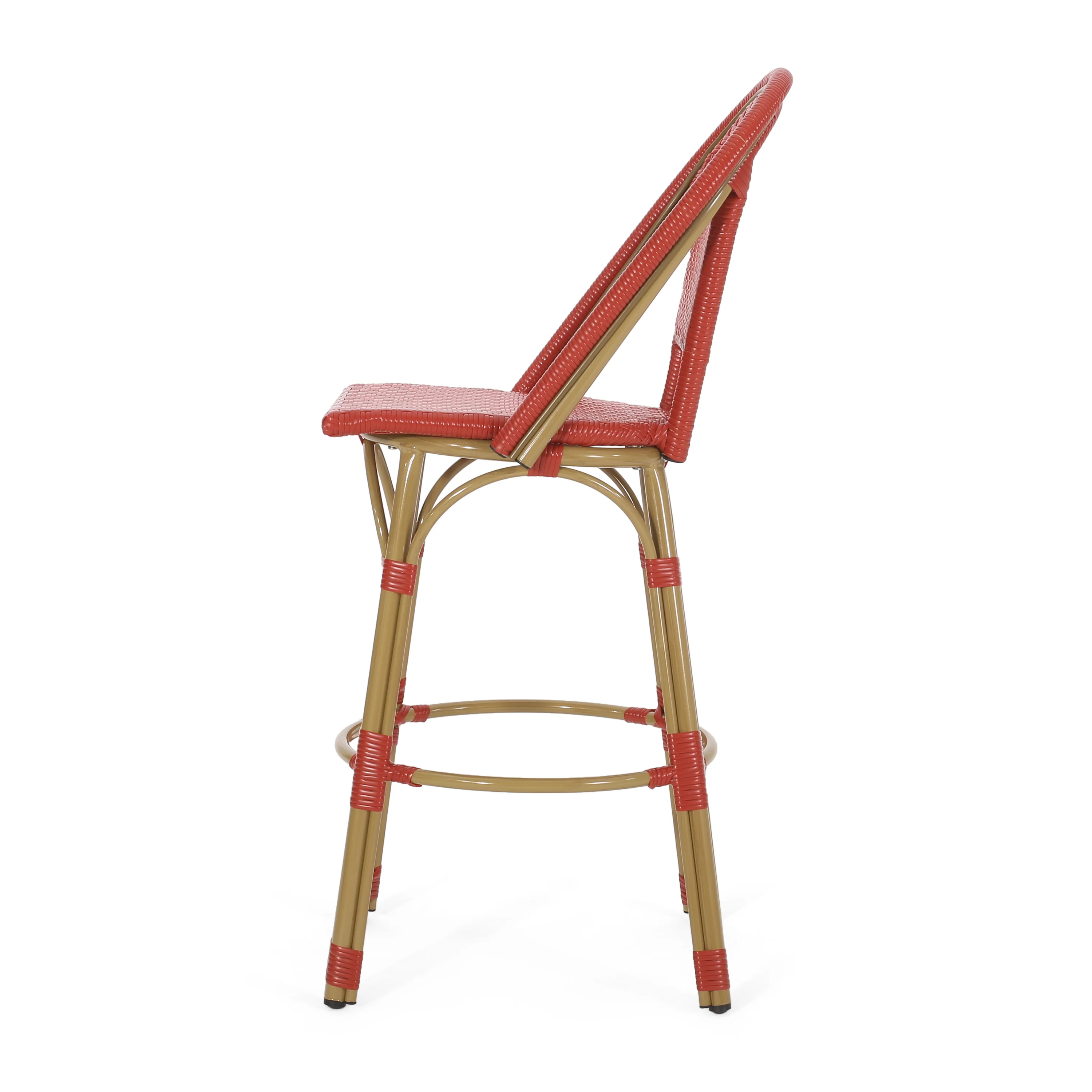 Cotterell Outdoor French Wicker and Aluminum 29.5 Inch Barstools, Set of 2 - furnishings