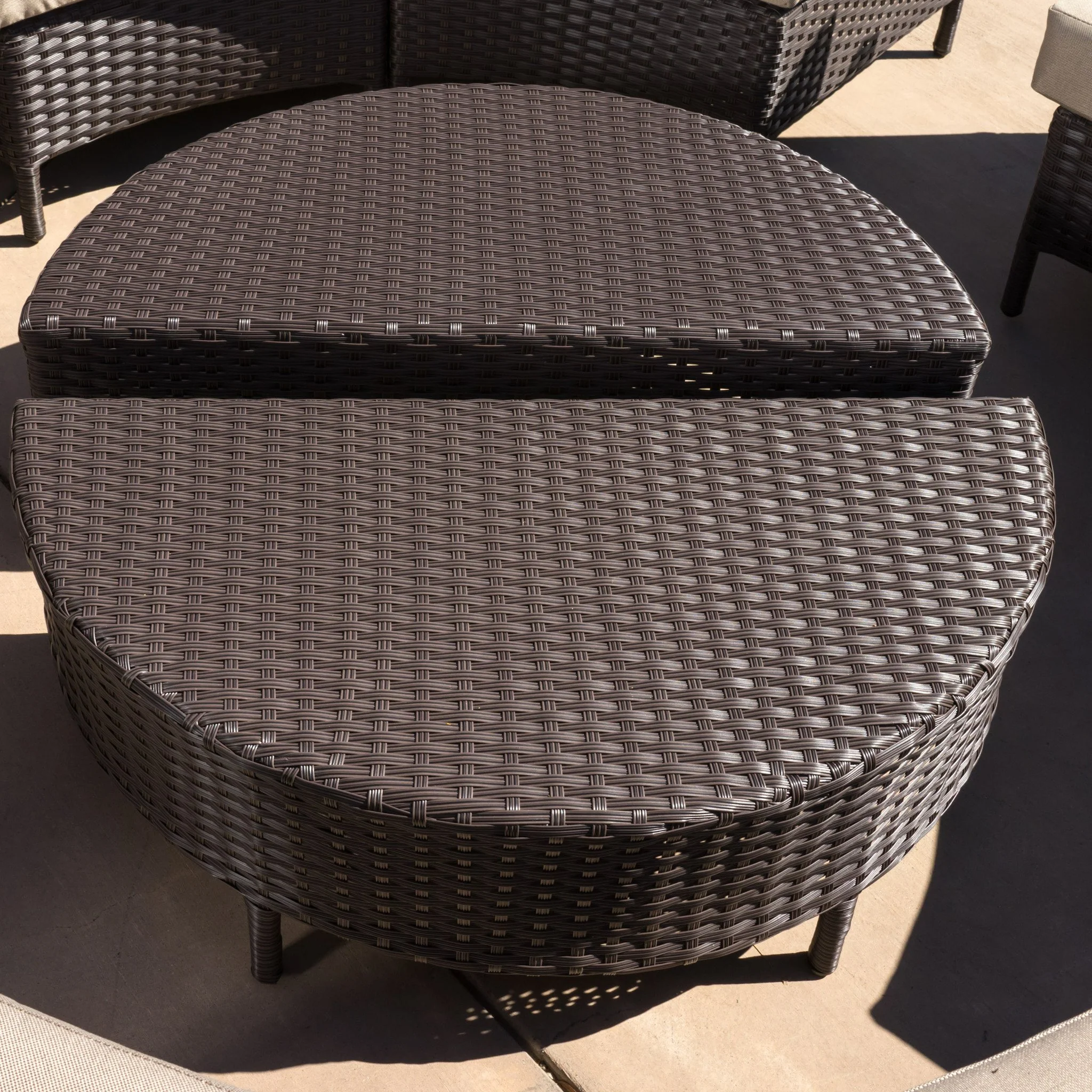 Falkland Outdoor 8 Seater Round Wicker Sectional Sofa Set with Coffee Tables - furnishings