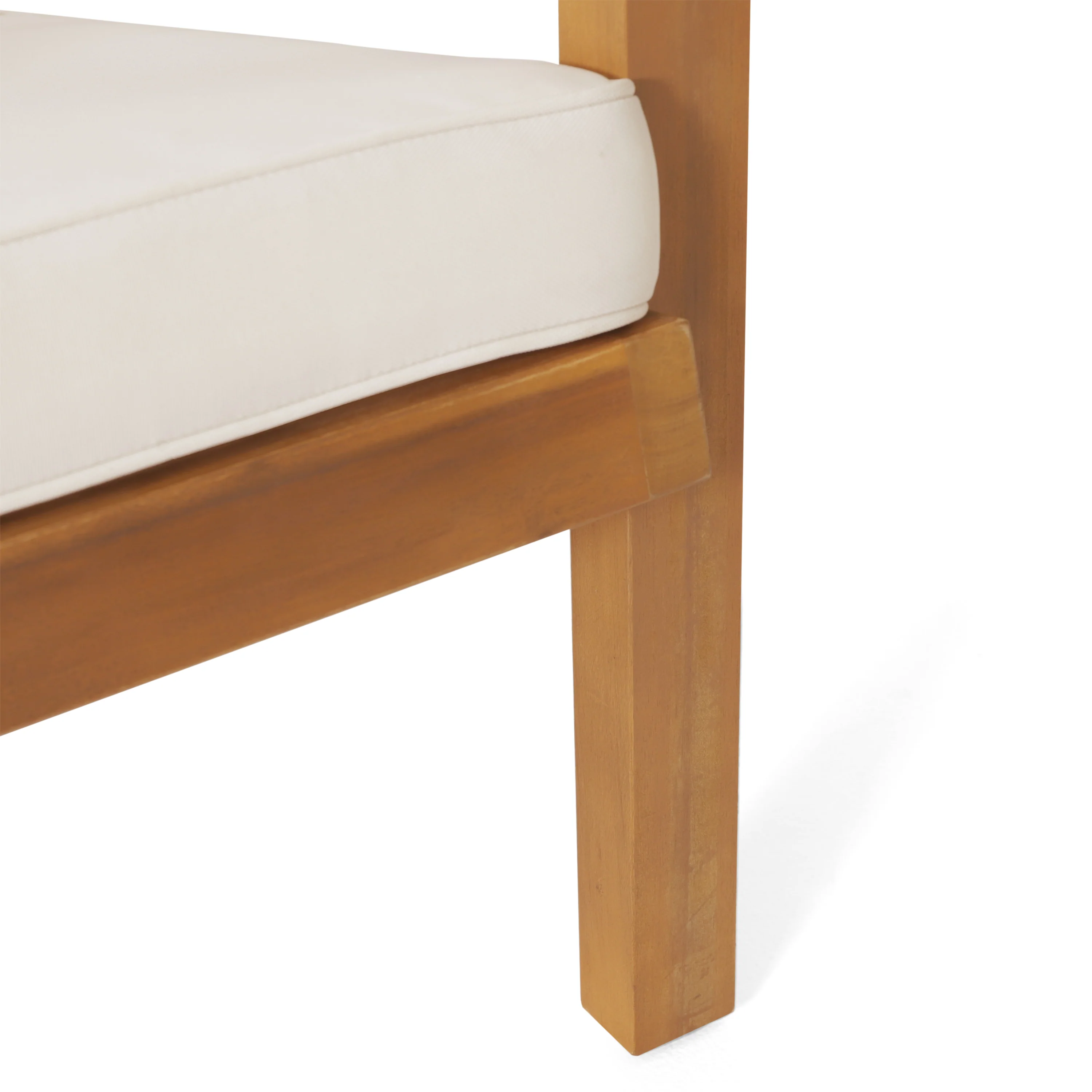 Ludwig Outdoor Acacia Wood 3 Piece Chat Set with Cushions - furnishings