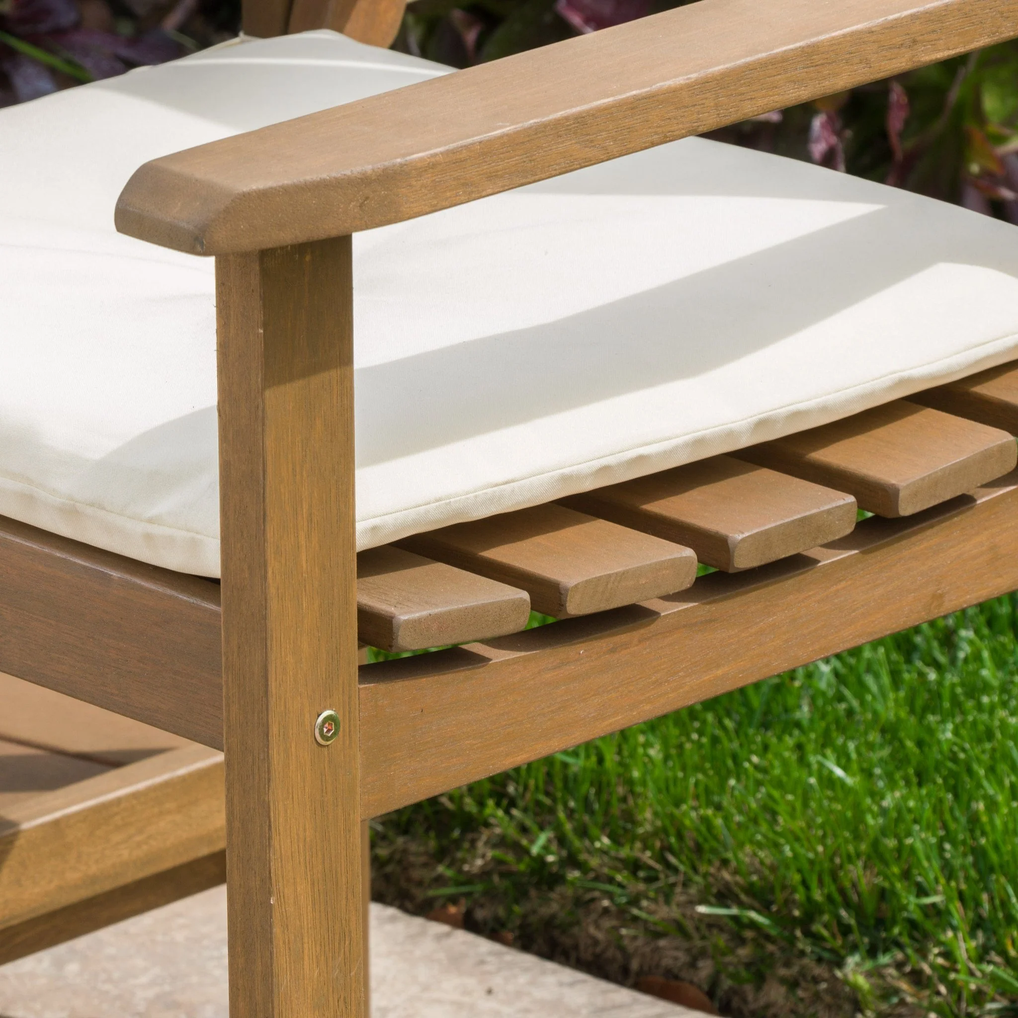 Las Brisas Outdoor Wood Adjoining 2-Seater Chairs with Cushions - furnishings