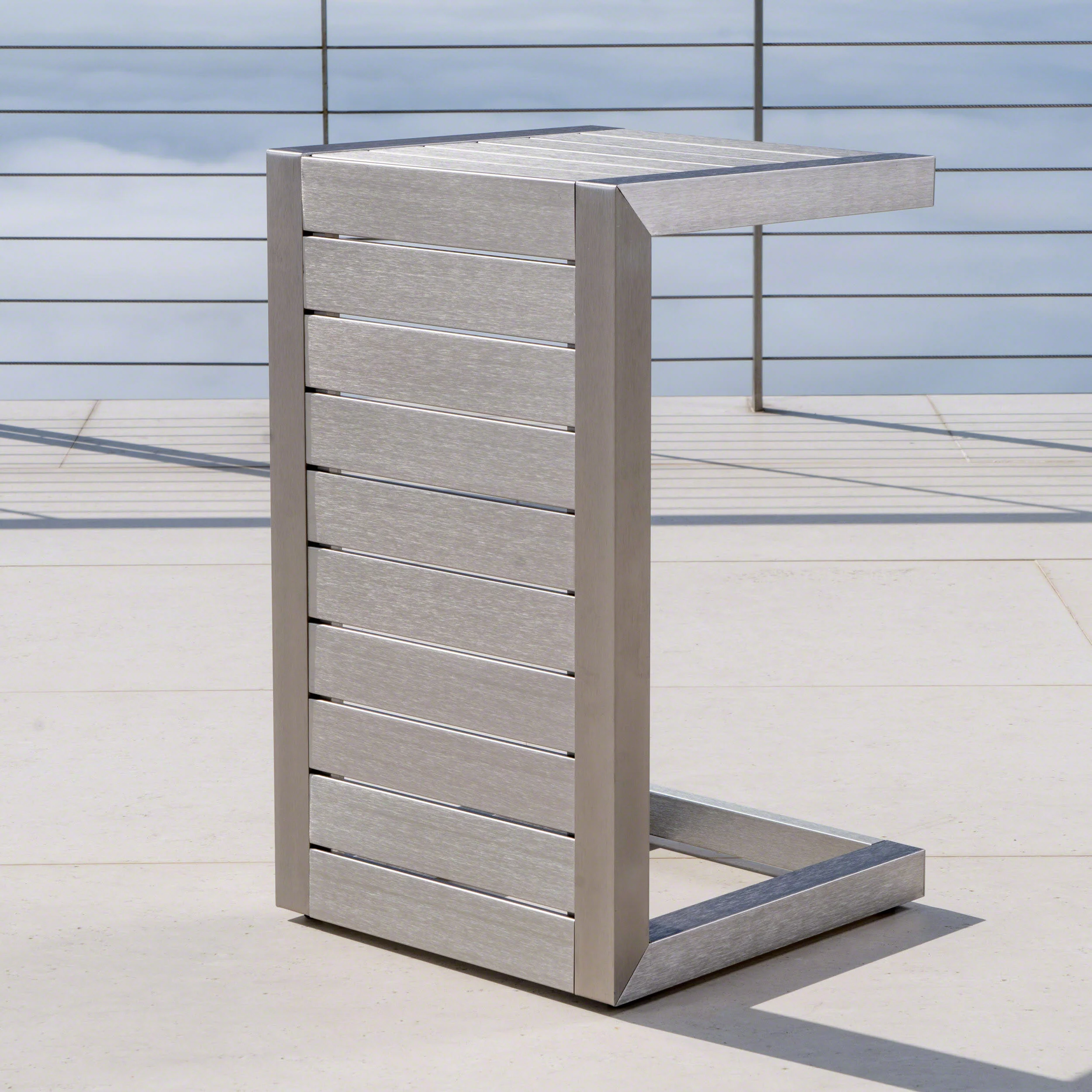 Crested Bay Outdoor 3 Piece Aluminum Framed Chat Set with Wicker C-Shaped Side Table - furnishings