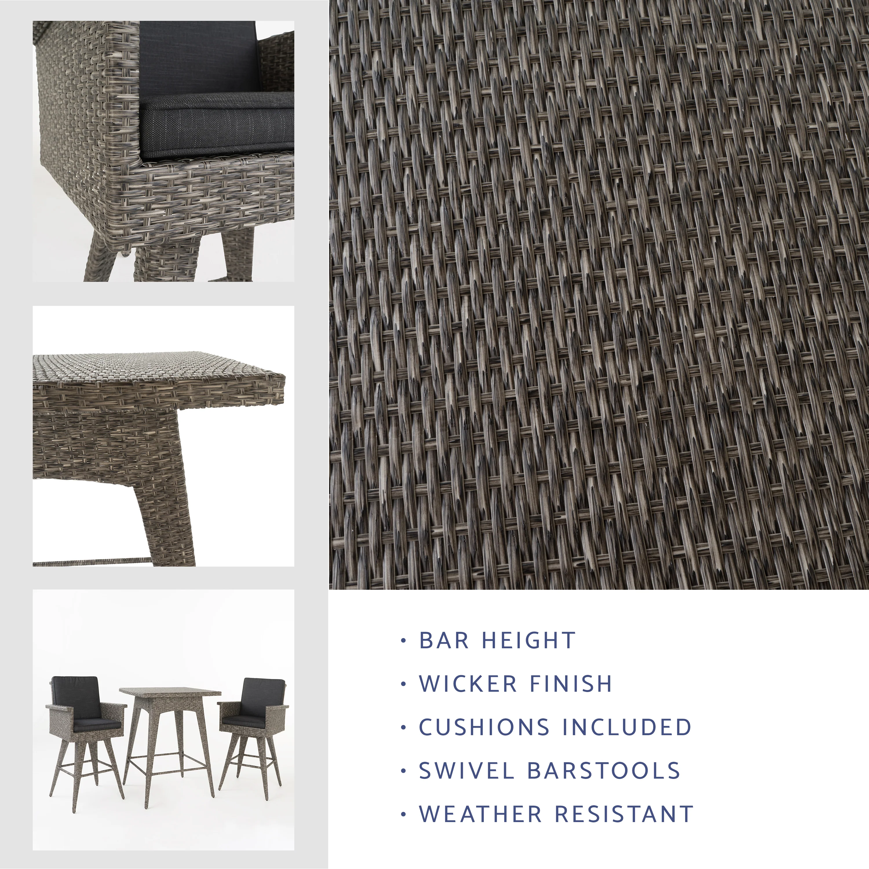 Budva Outdoor Wicker Bar Set - furnishings