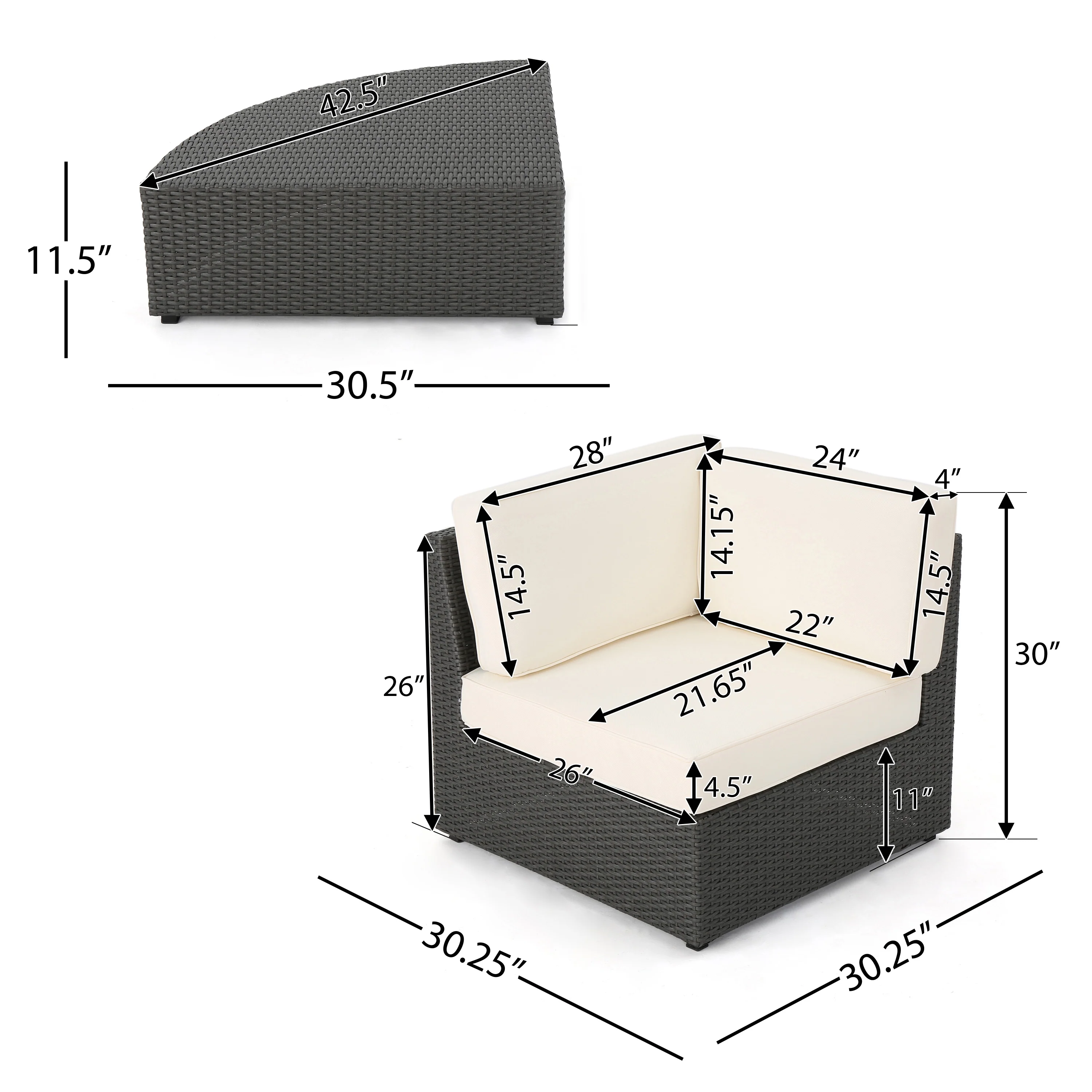 Reddington 7pc Outdoor Grey Wicker Sofa Set w/ Cushions - furnishings