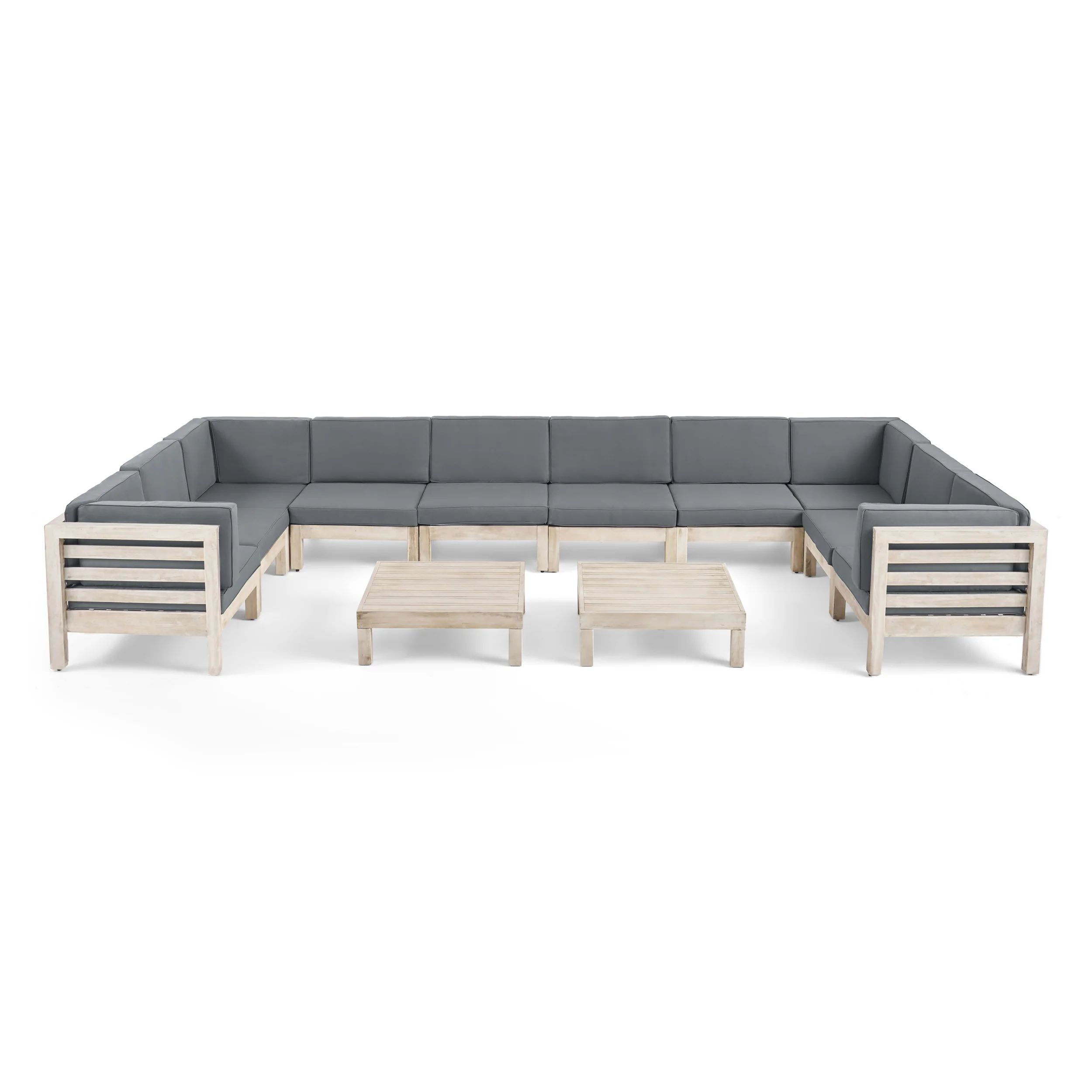 Ravello Outdoor U-Shaped Sectional Sofa Set with Coffee Tables - furnishings