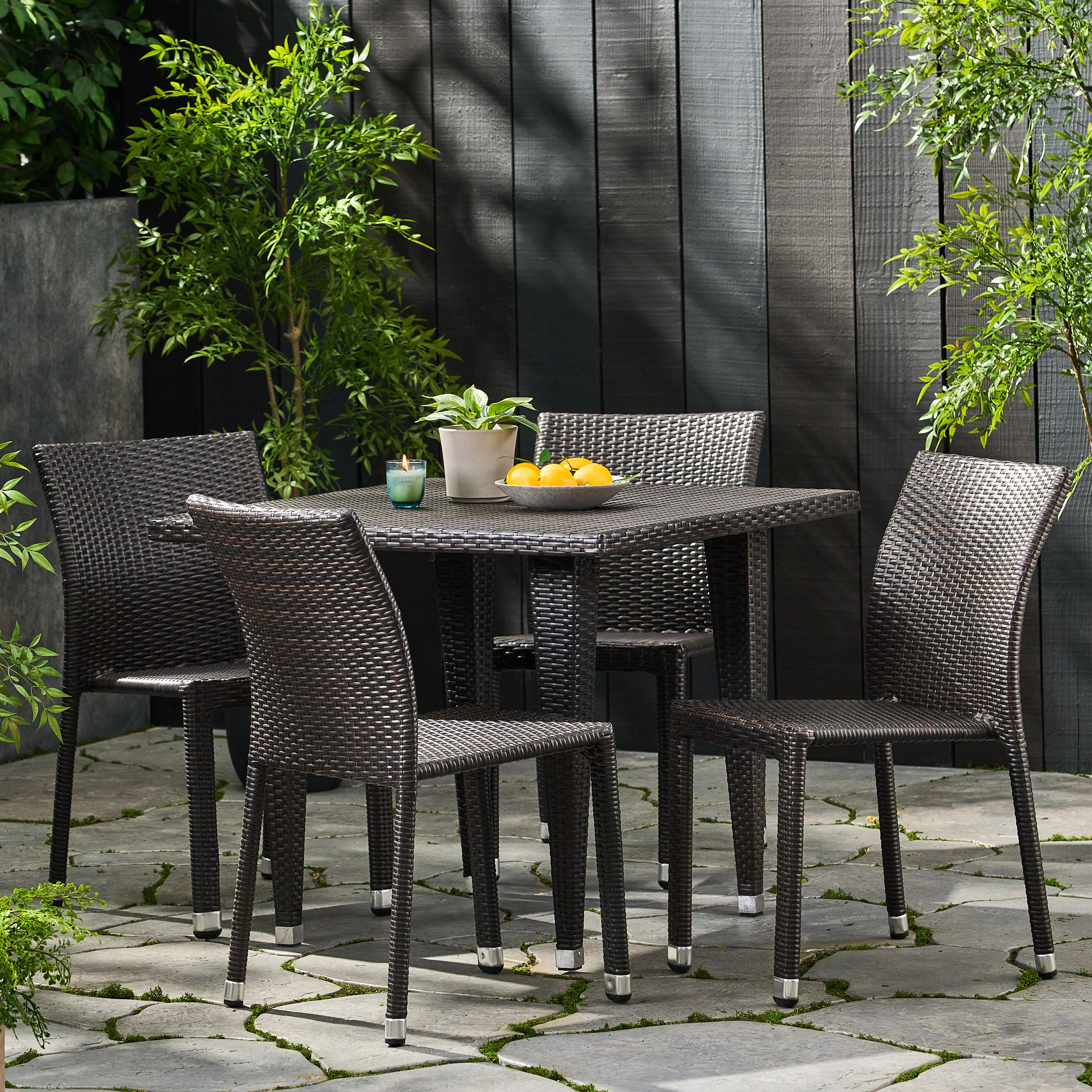Dorside Outdoor Wicker Armless Stack Chairs With Aluminum Frame - furnishings