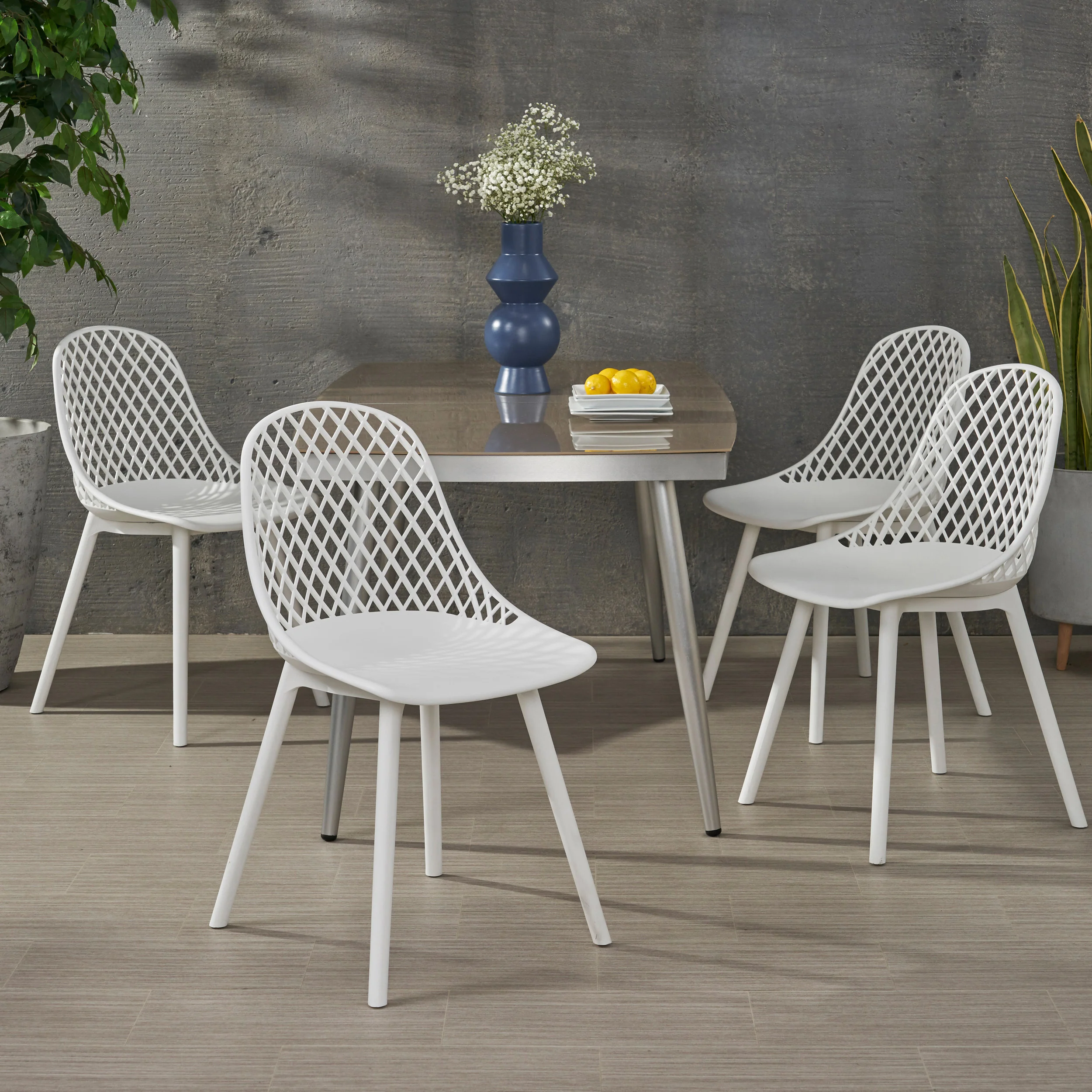Lucy Outdoor Modern Dining Chair (Set of 4) - furnishings