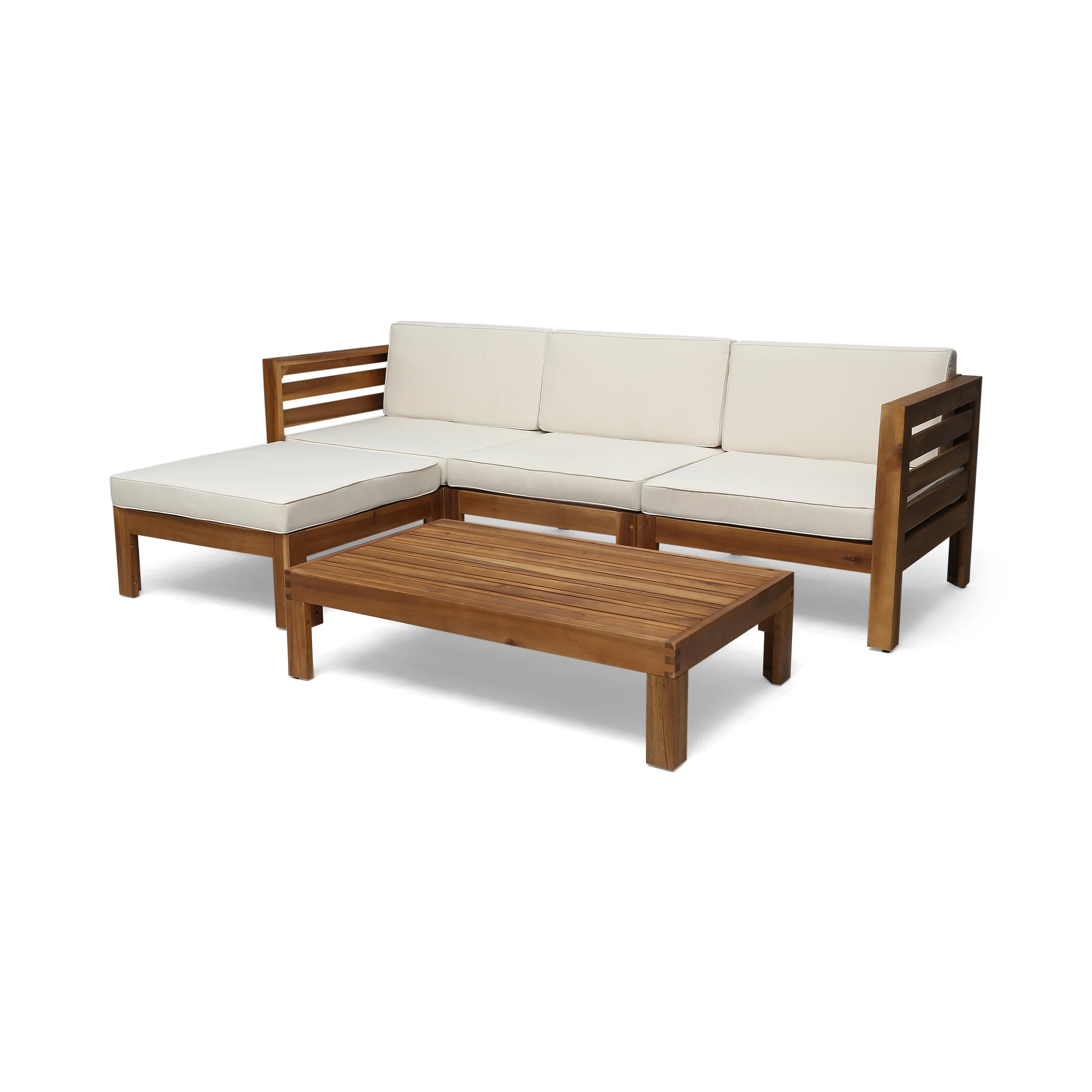 Canal Outdoor 5 Piece Acacia Wood Sofa Set - furnishings