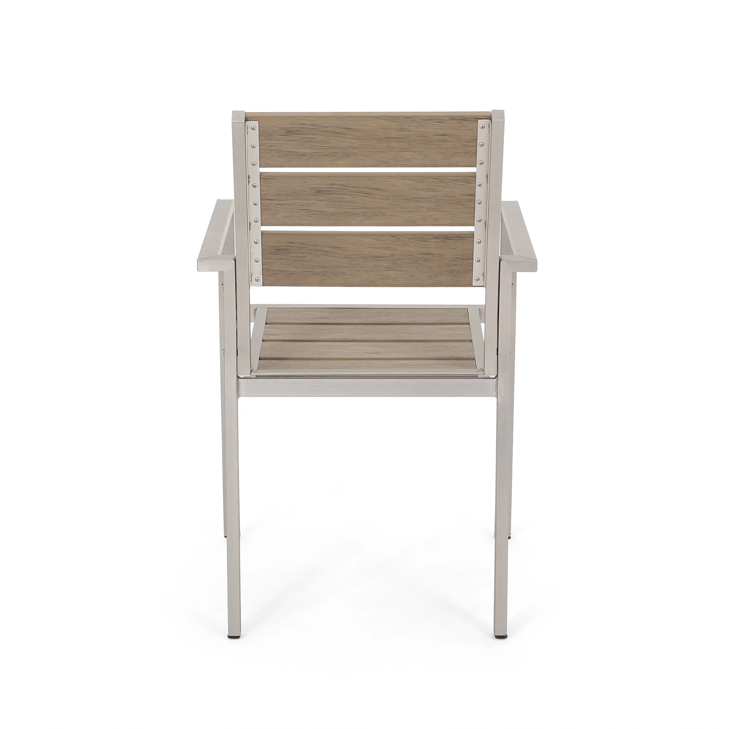 Cherie Outdoor Modern Aluminum Dining Chair with Faux Wood Seat (Set of 2) - furnishings