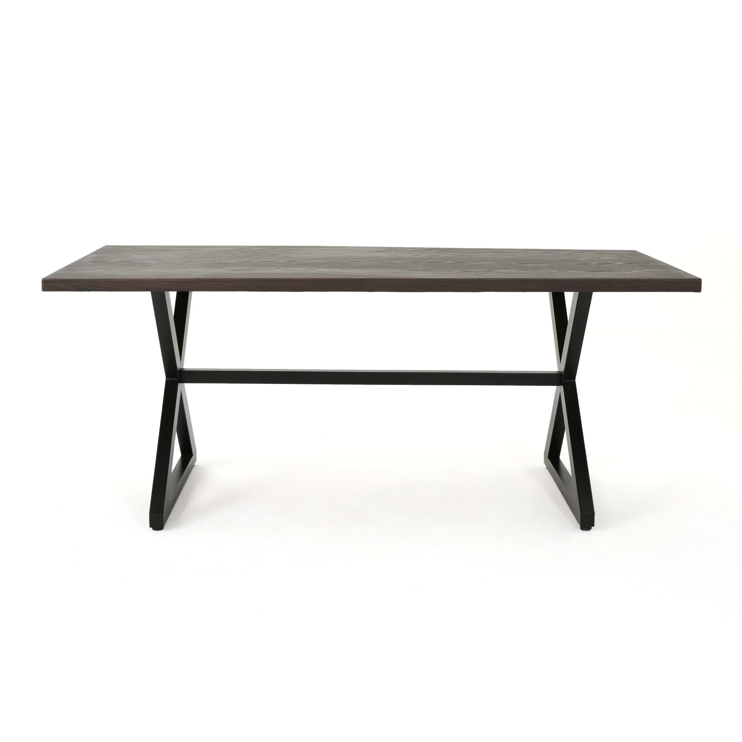 Rosarito Outdoor Aluminum Dining Table with Black Steel Frame - furnishings
