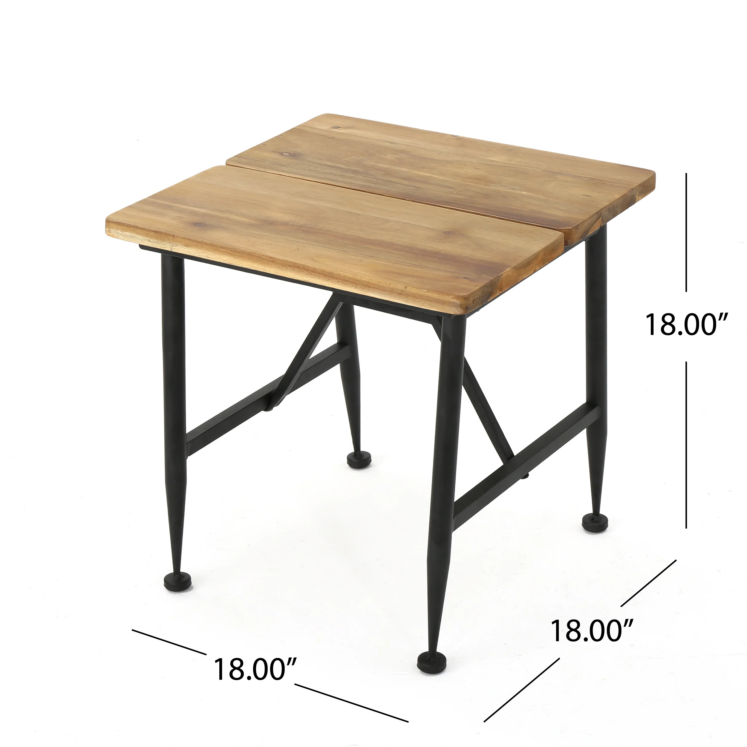 Ellaria Rustic Industrial Acacia Wood Accent Table with Metal Frame, Teak and Black - furnishings