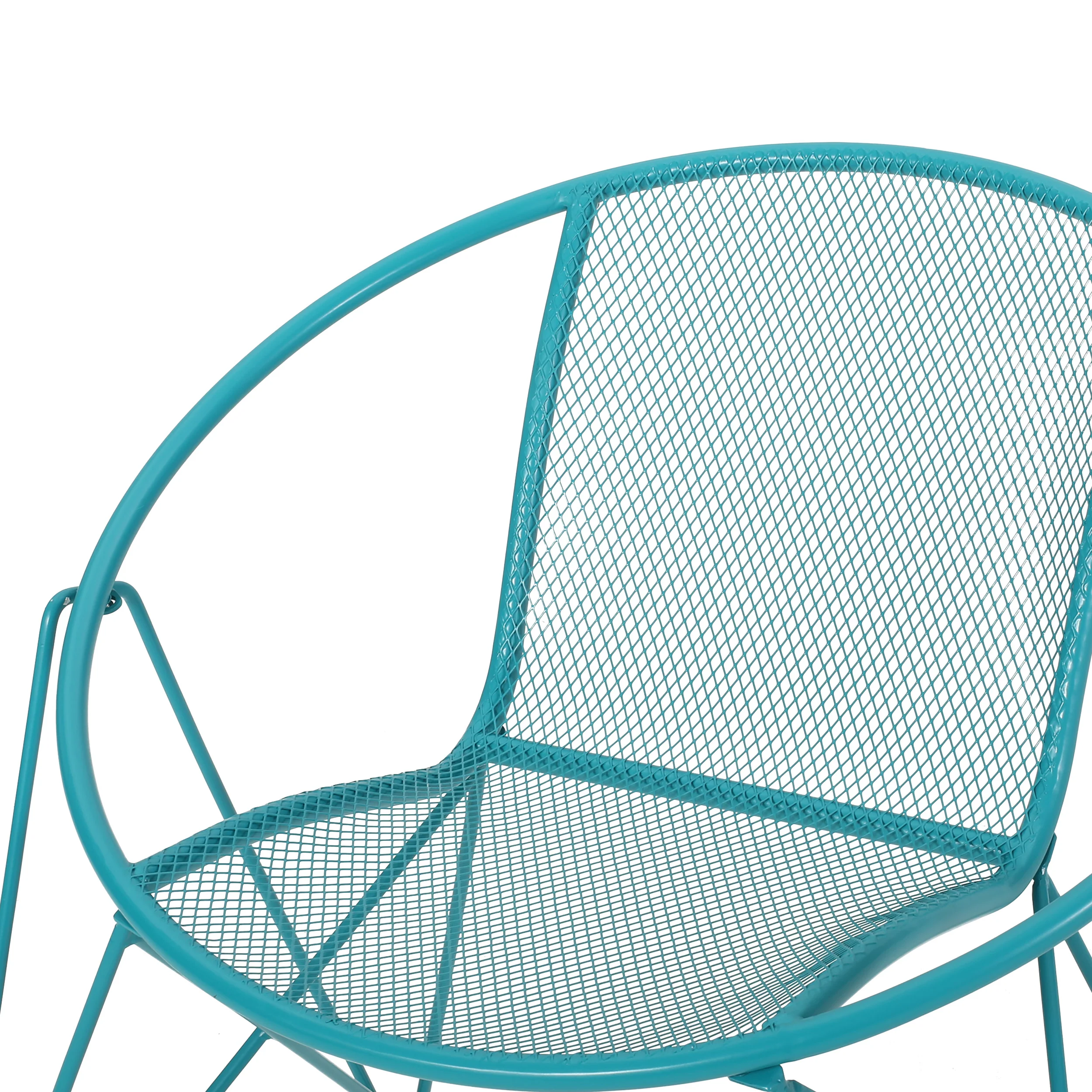 Ariella Modern Outdoor Iron Chat Set with Side Table - furnishings