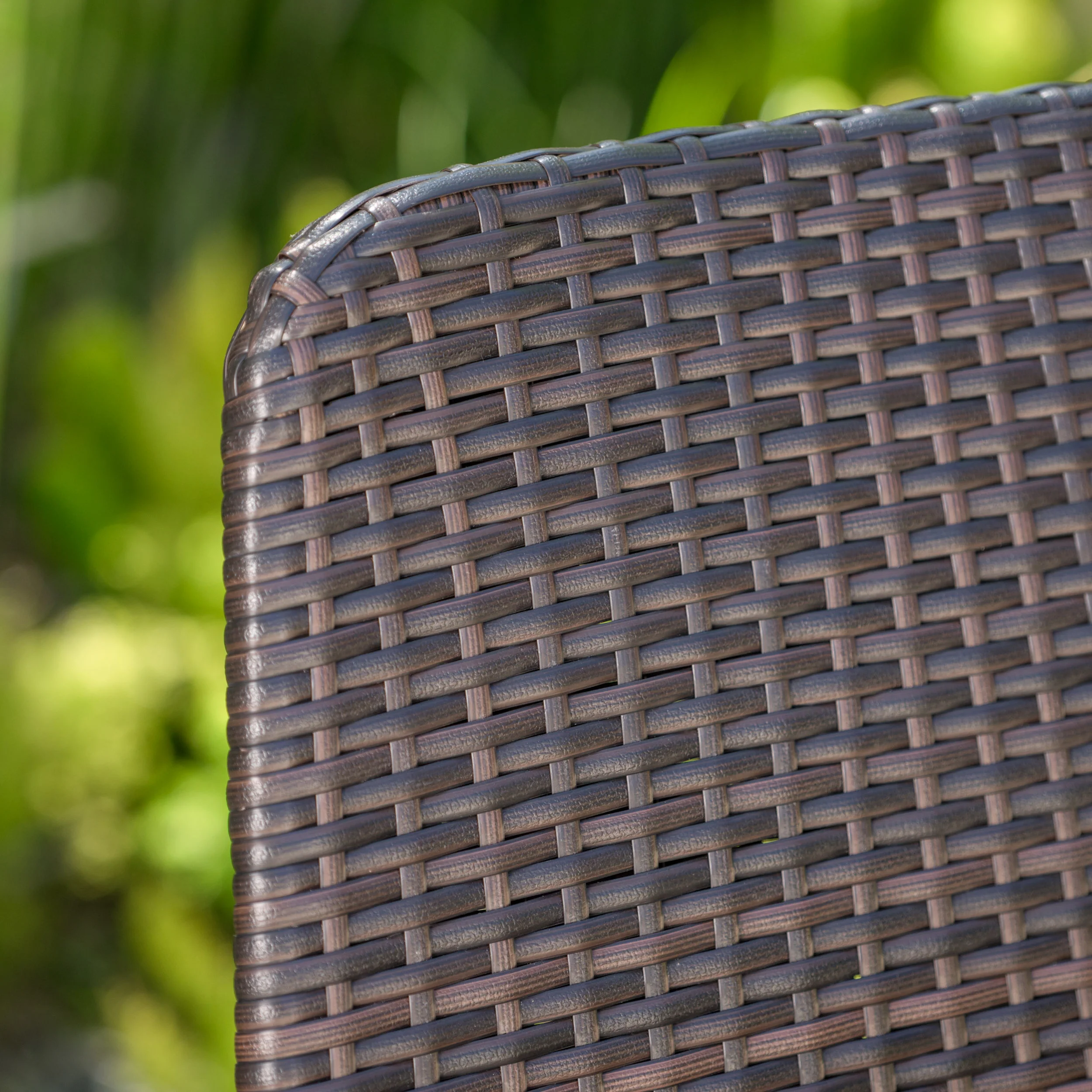 Pines 18-Inch Outdoor Wicker Barstools with Black Brush Copper Iron Frame (Set of 2) - furnishings