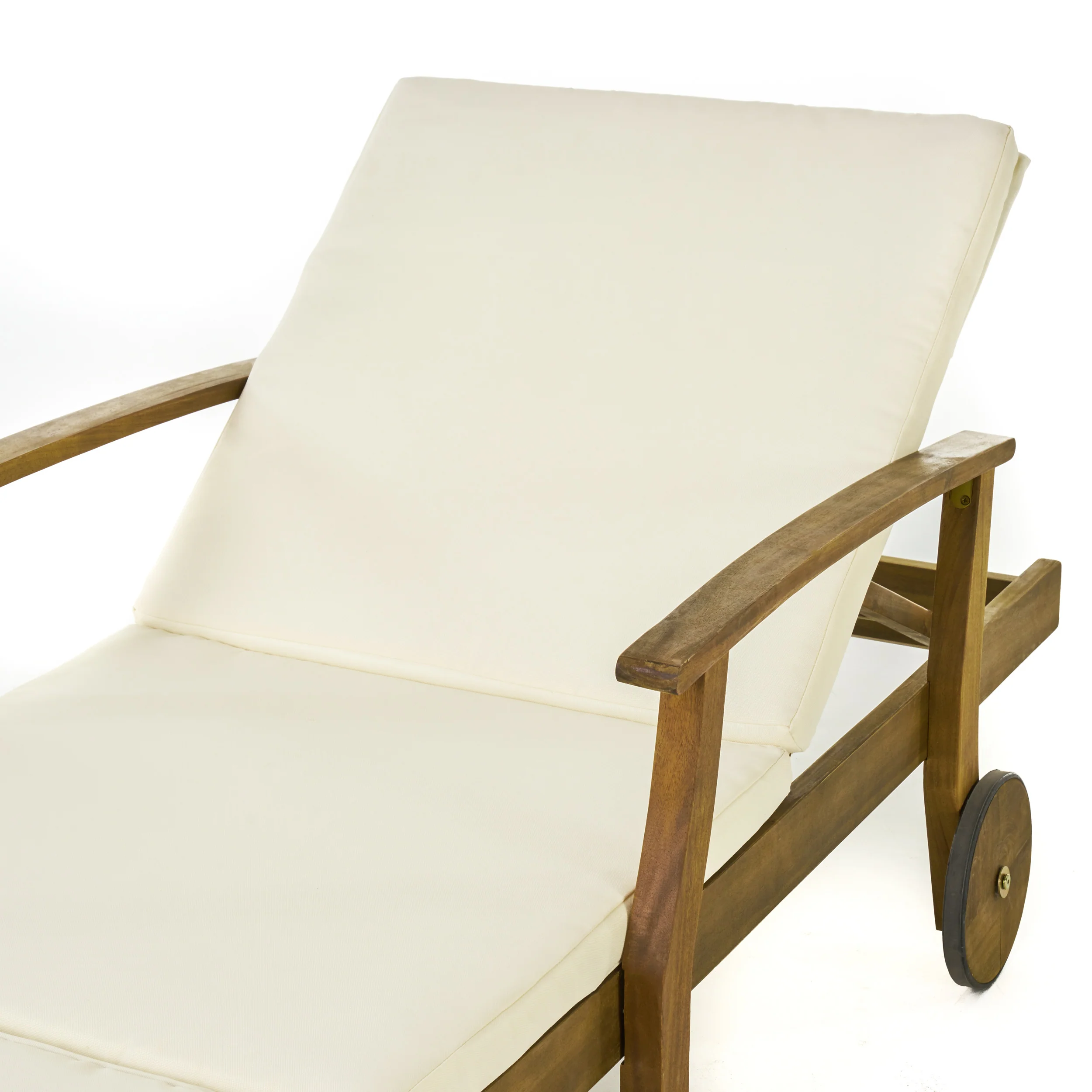 Capri Outdoor Acacia Wood 3 Piece Chaise Lounge Set with Water-Resistant Cushions - furnishings