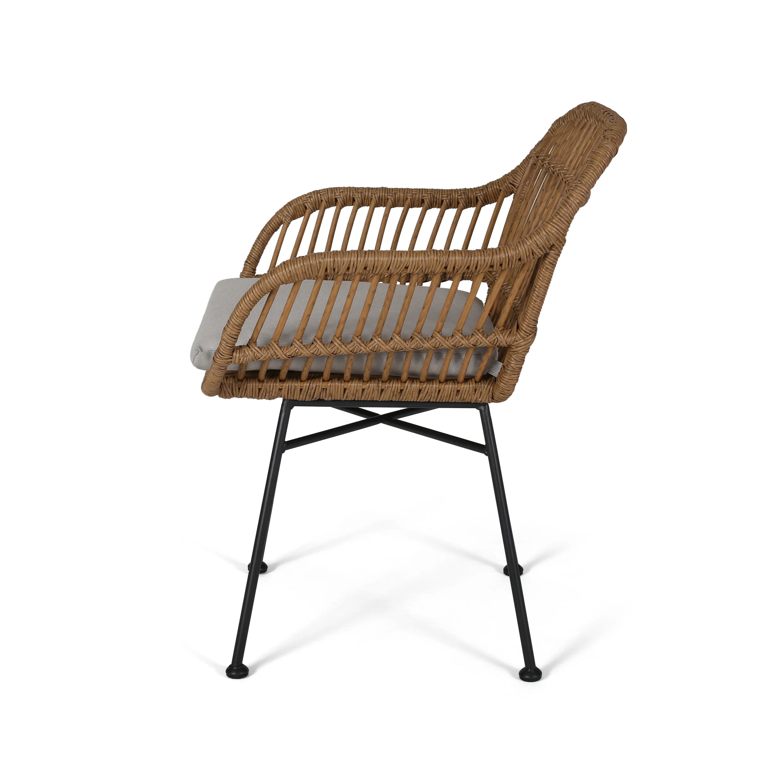 Rodney Outdoor Woven Faux Rattan Chairs with Cushions (Set of 2) - furnishings