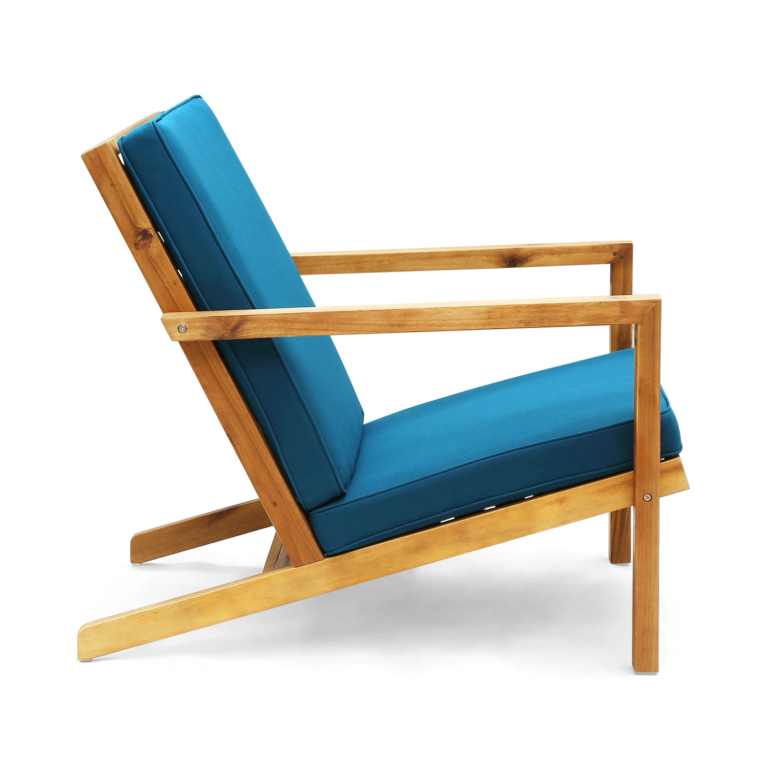 Ludwig Outdoor Acacia Wood 3 Piece Chat Set with Cushions - furnishings
