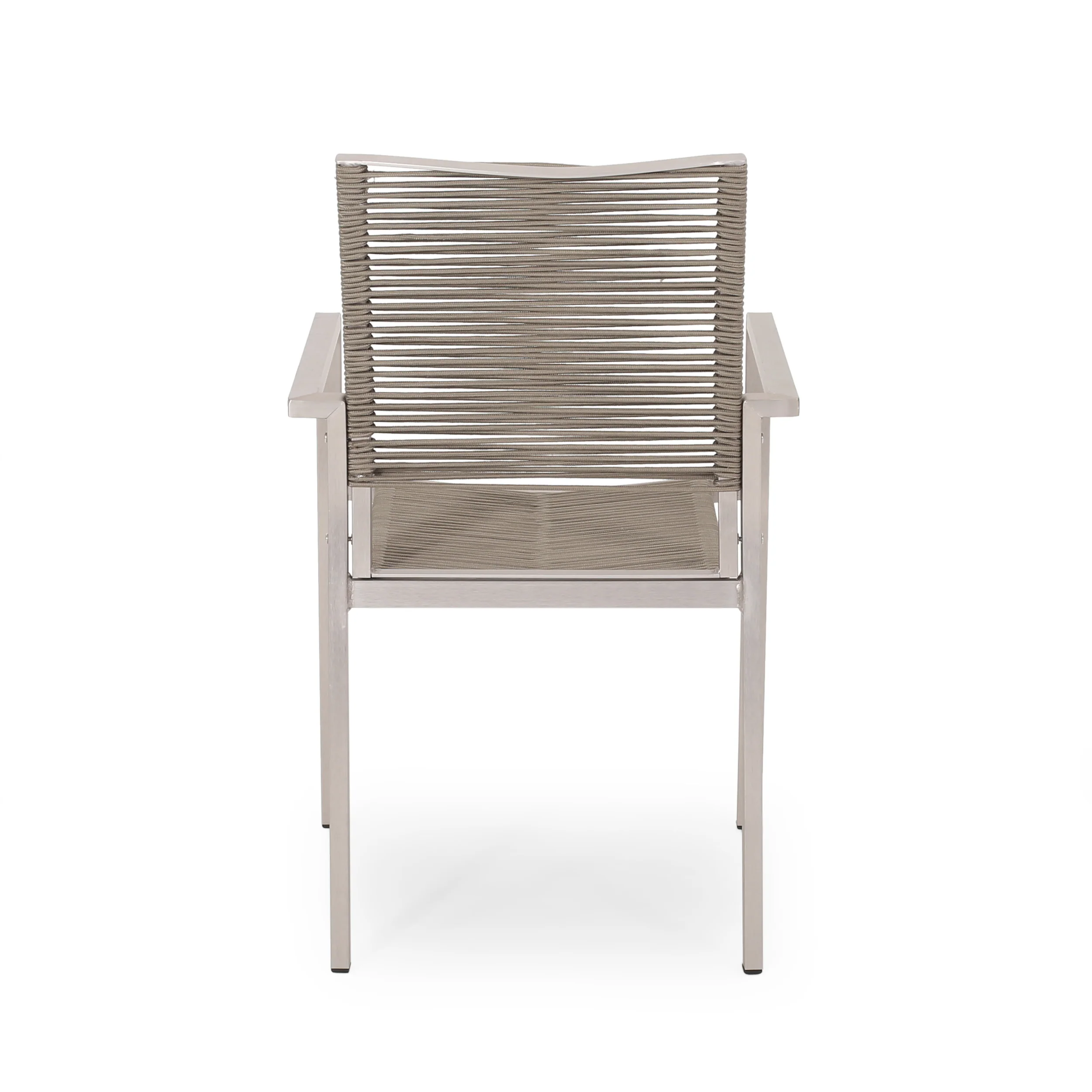Lillian Outdoor Modern Aluminum Dining Chair with Rope Seat (Set of 2) - furnishings