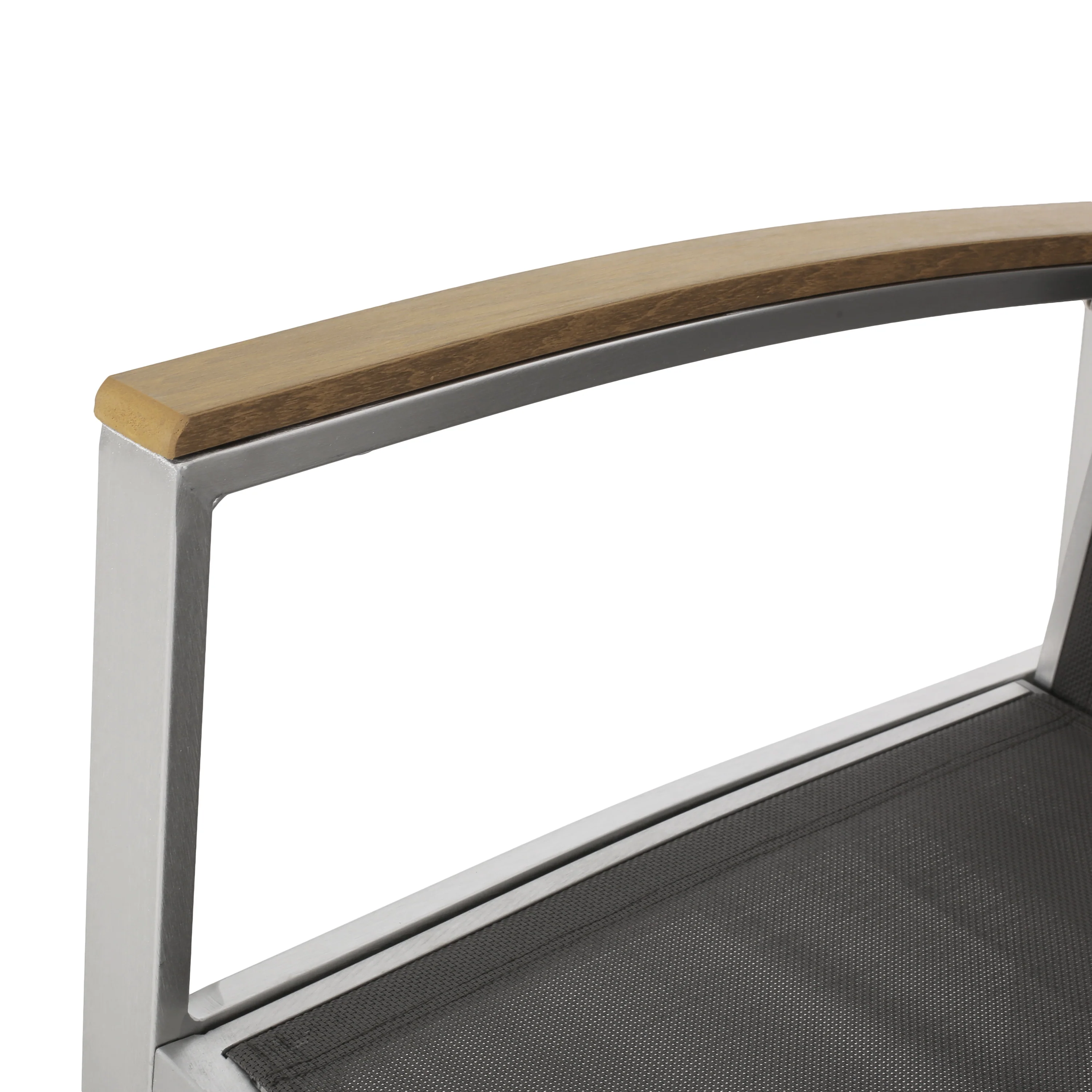 Aubrey Outdoor Aluminum Dining Chairs with Faux Wood Accents - furnishings