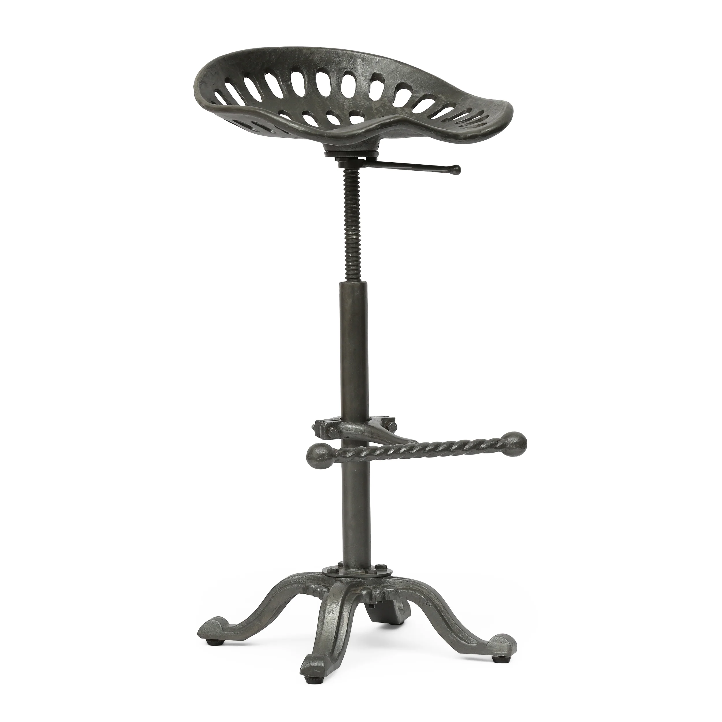 Laymon Industrial Handcrafted Cast Iron Saddle Seat Barstool - furnishings