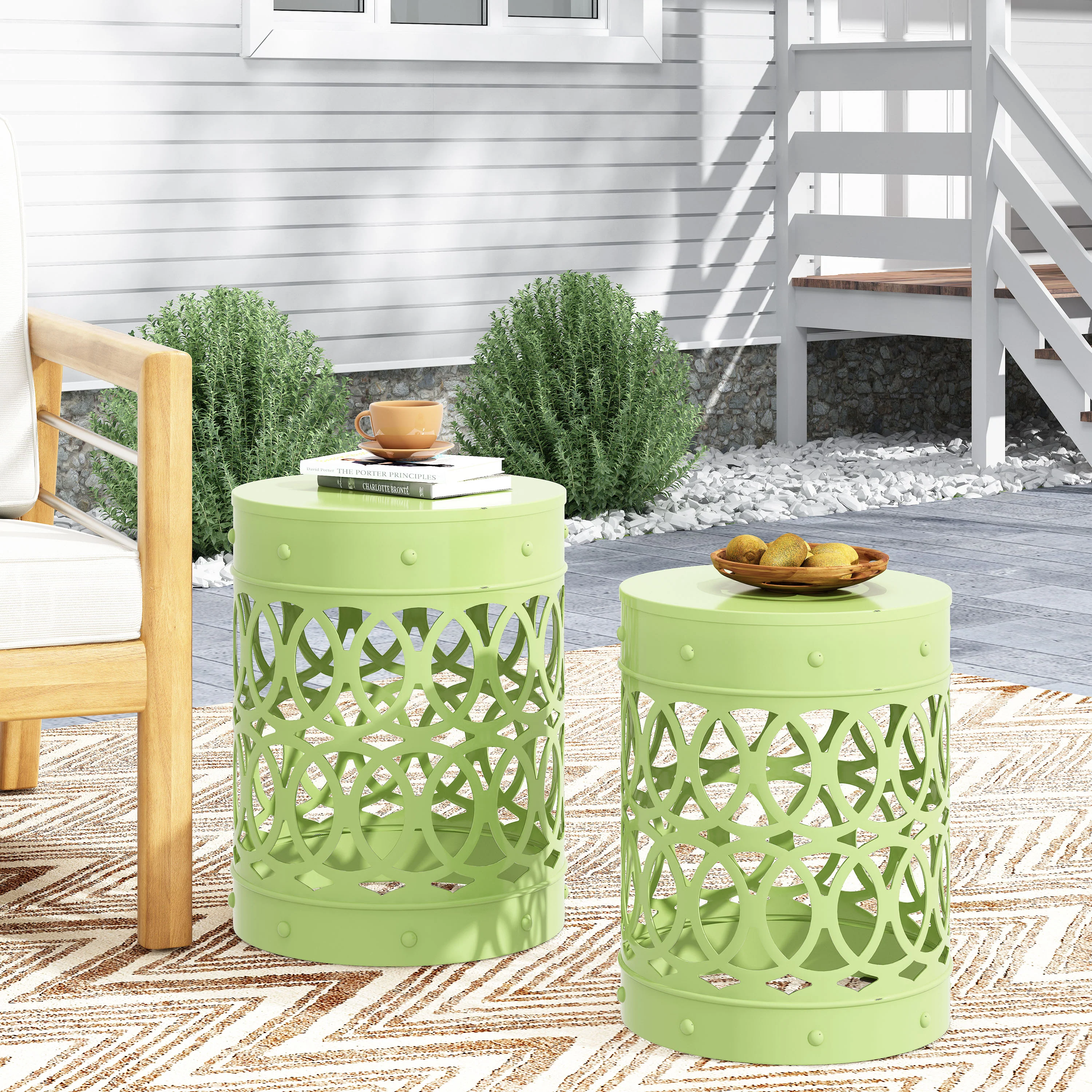 Pellerin Outdoor Metal Side Tables, Set of 2 - furnishings