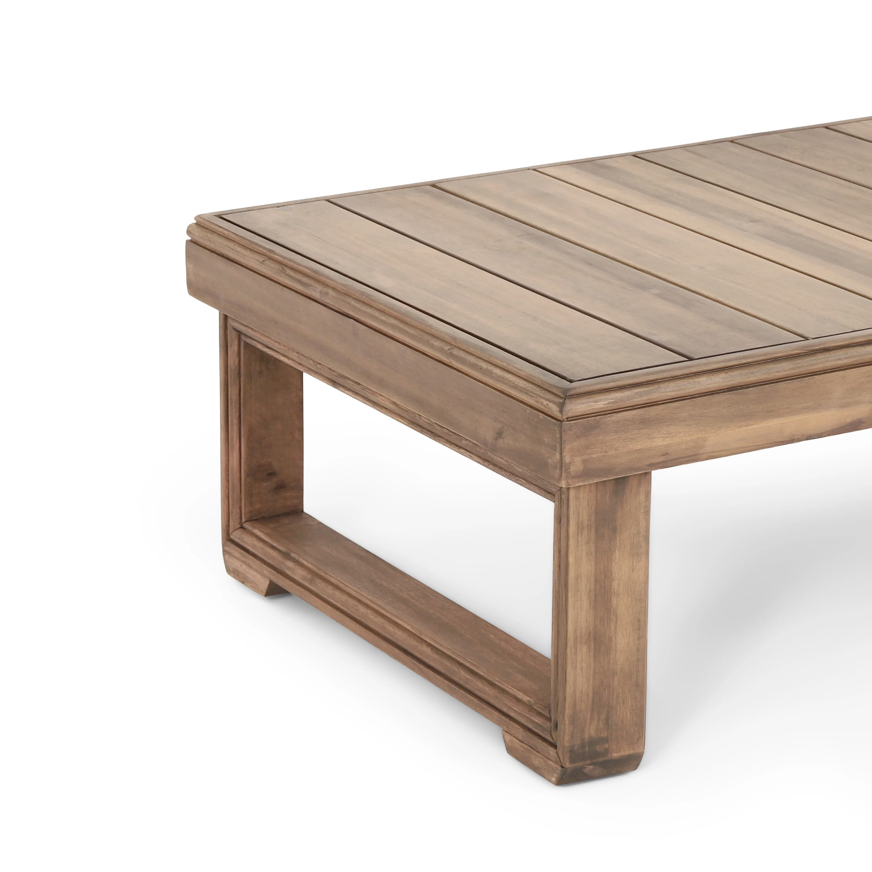 Andrae Outdoor Acacia Wood Rectangular Coffee Table, Brown Wash - furnishings