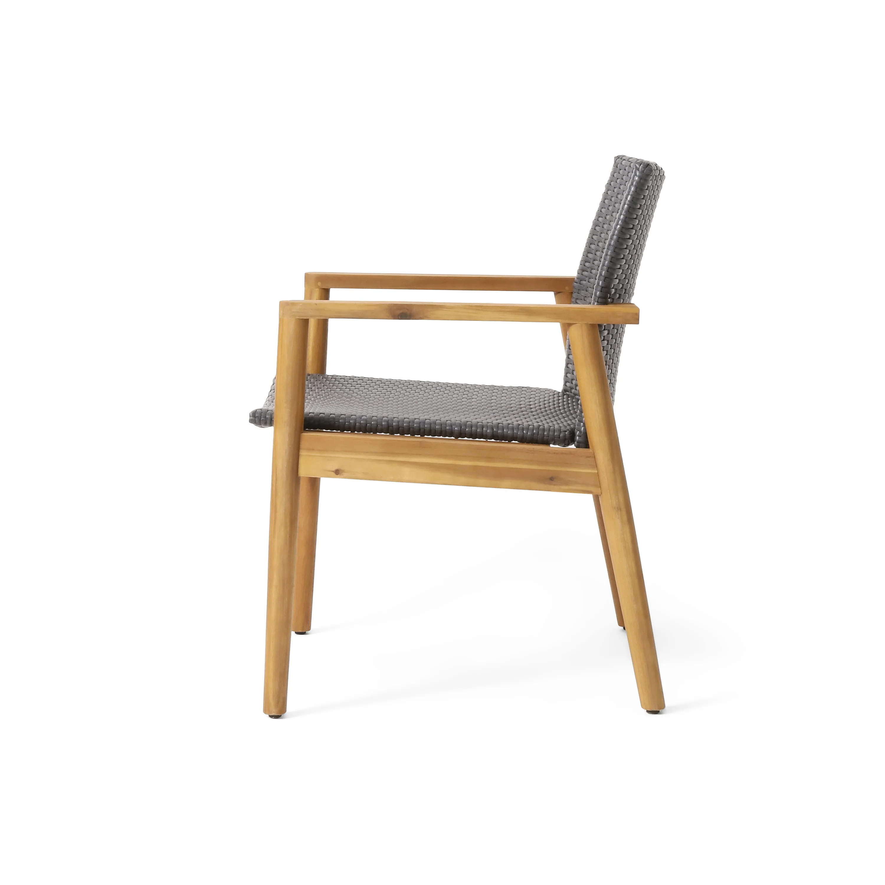 Alamosa Outdoor Wicker and Acacia Wood Club Chairs, Set of 2, Gray and Teak - furnishings