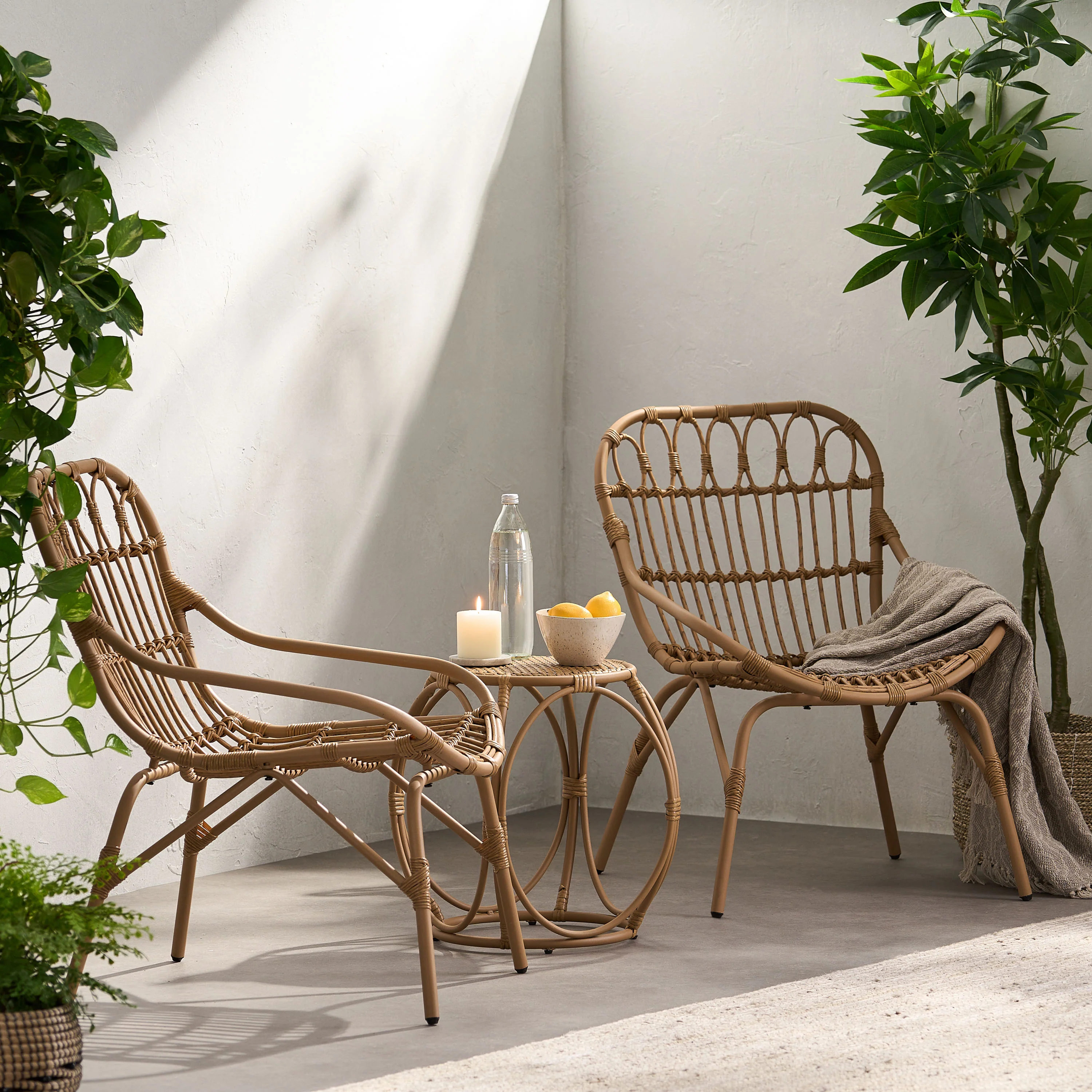 Barrister Outdoor Wicker 3 Piece Chat Set - furnishings